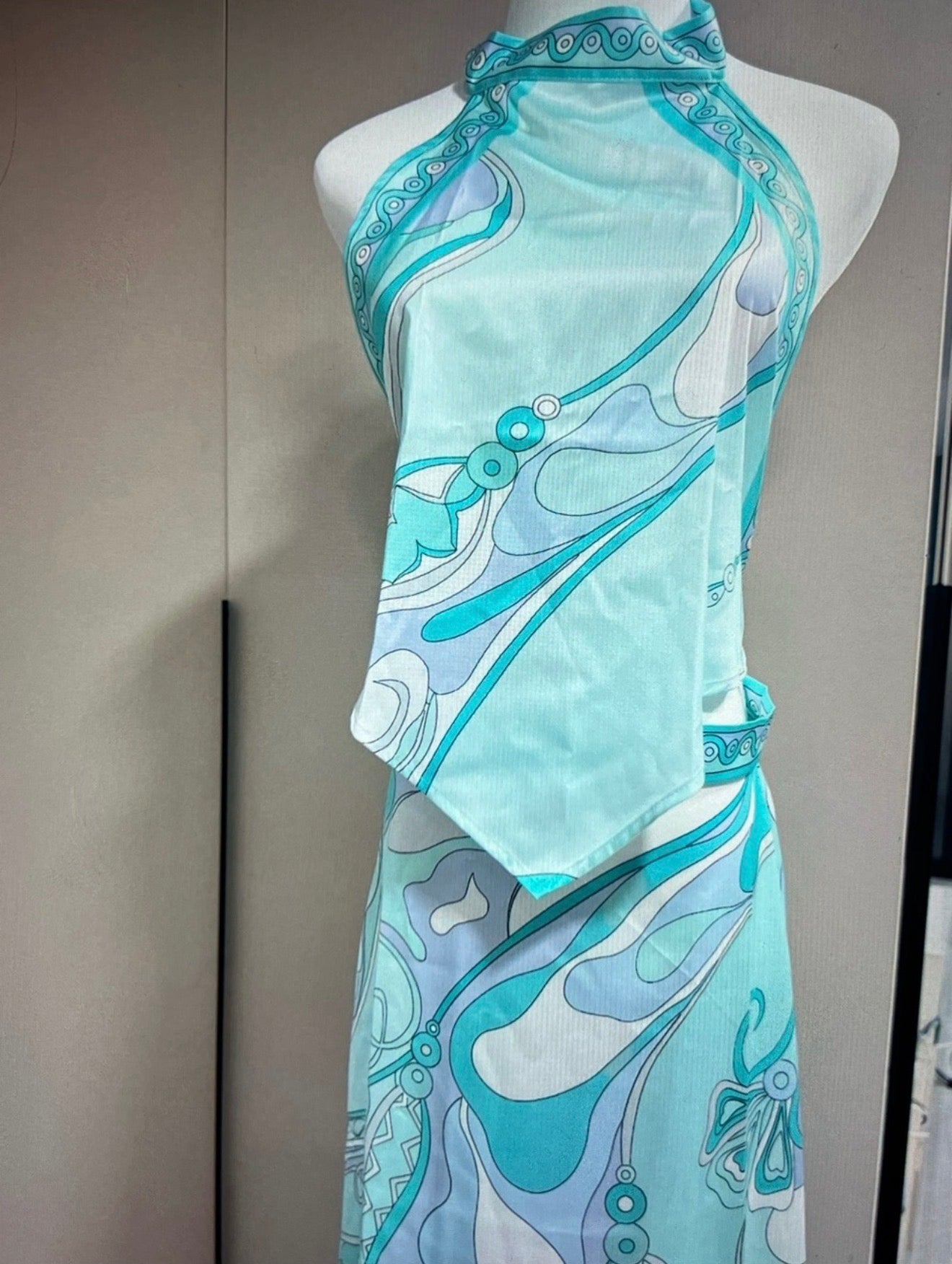 Emilio Pucci Backless Halter Scarf Dress