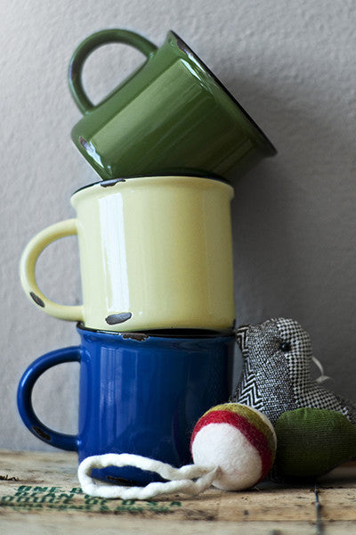 Tinware Mug in Green - Set of 4