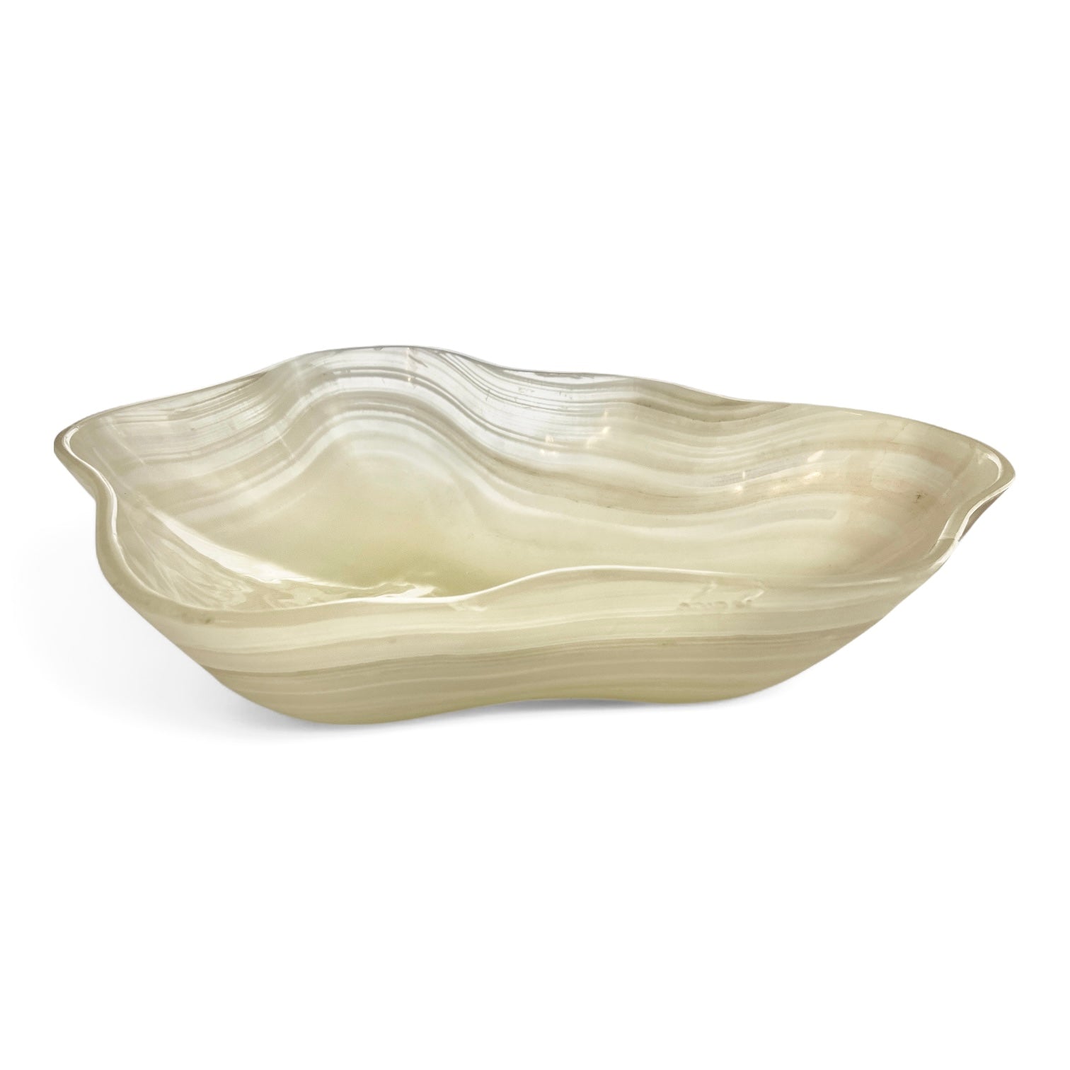 Hand-Carved White Onyx Bowl from Mexico