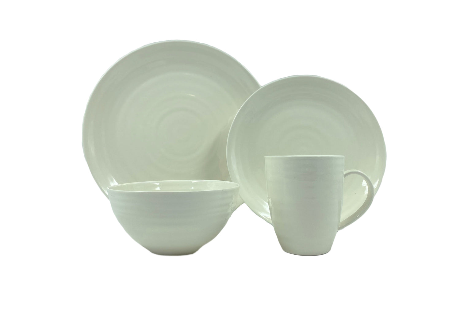 Daniel Smith Ivory Porcelain 4 Piece Dinnerware Set, Service For 1