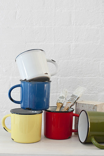 Tinware Mug in Green - Set of 4