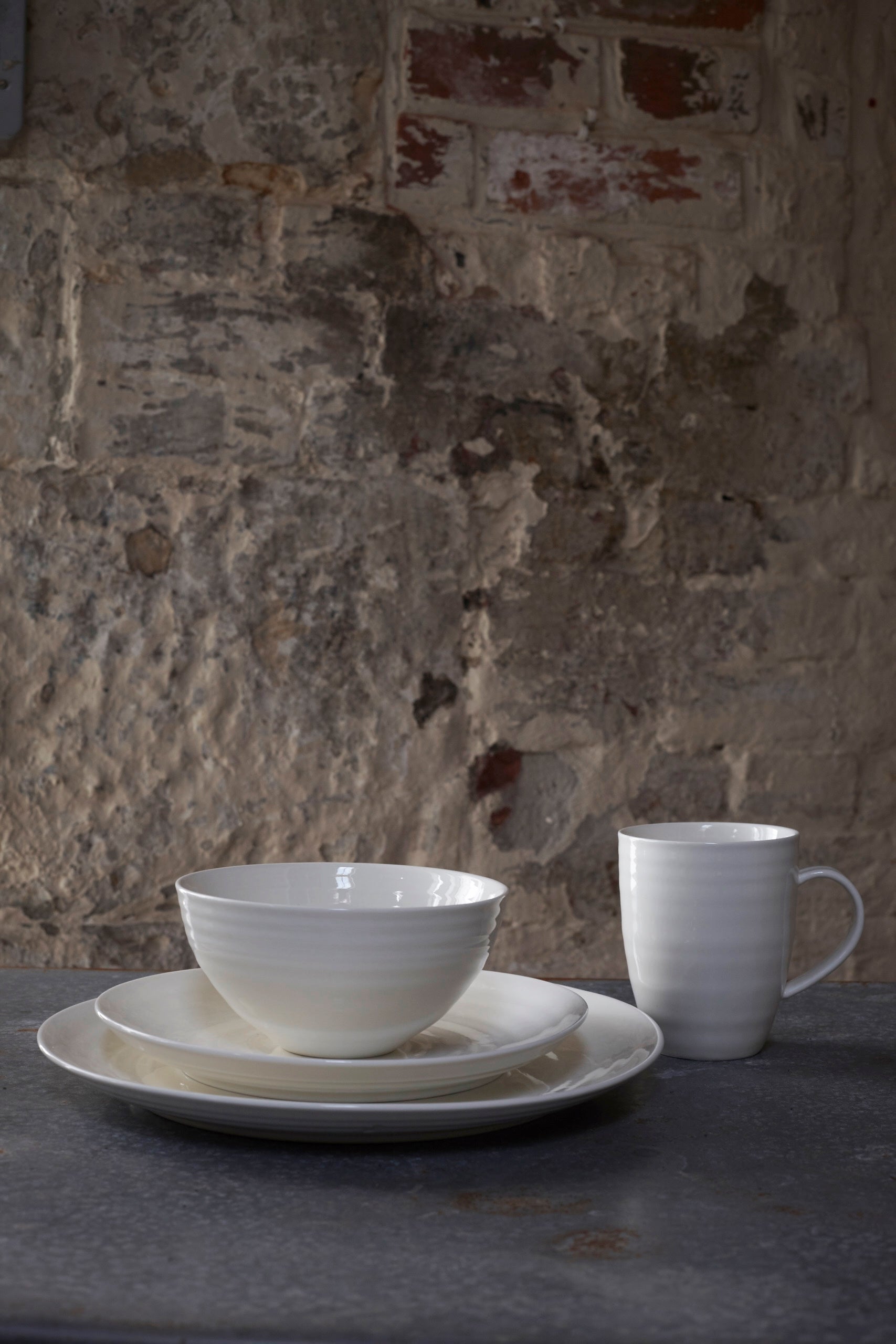 Daniel Smith Ivory Porcelain 4 Piece Dinnerware Set, Service For 1