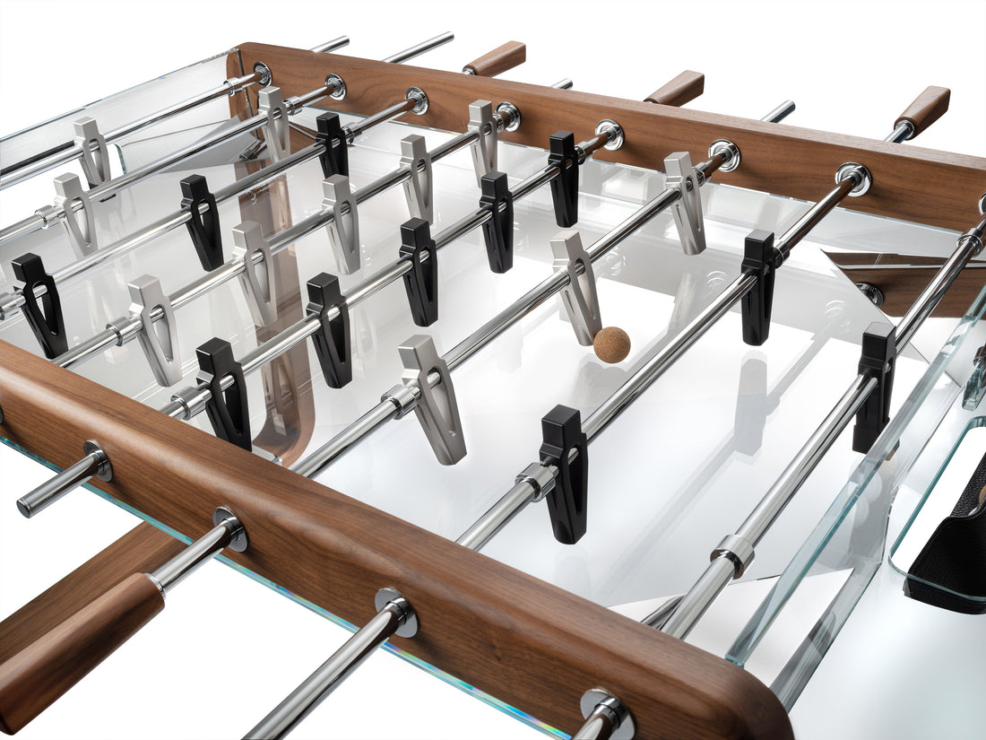 Derby Wood Foosball Table Transparent Glass / Chrome / Walnut