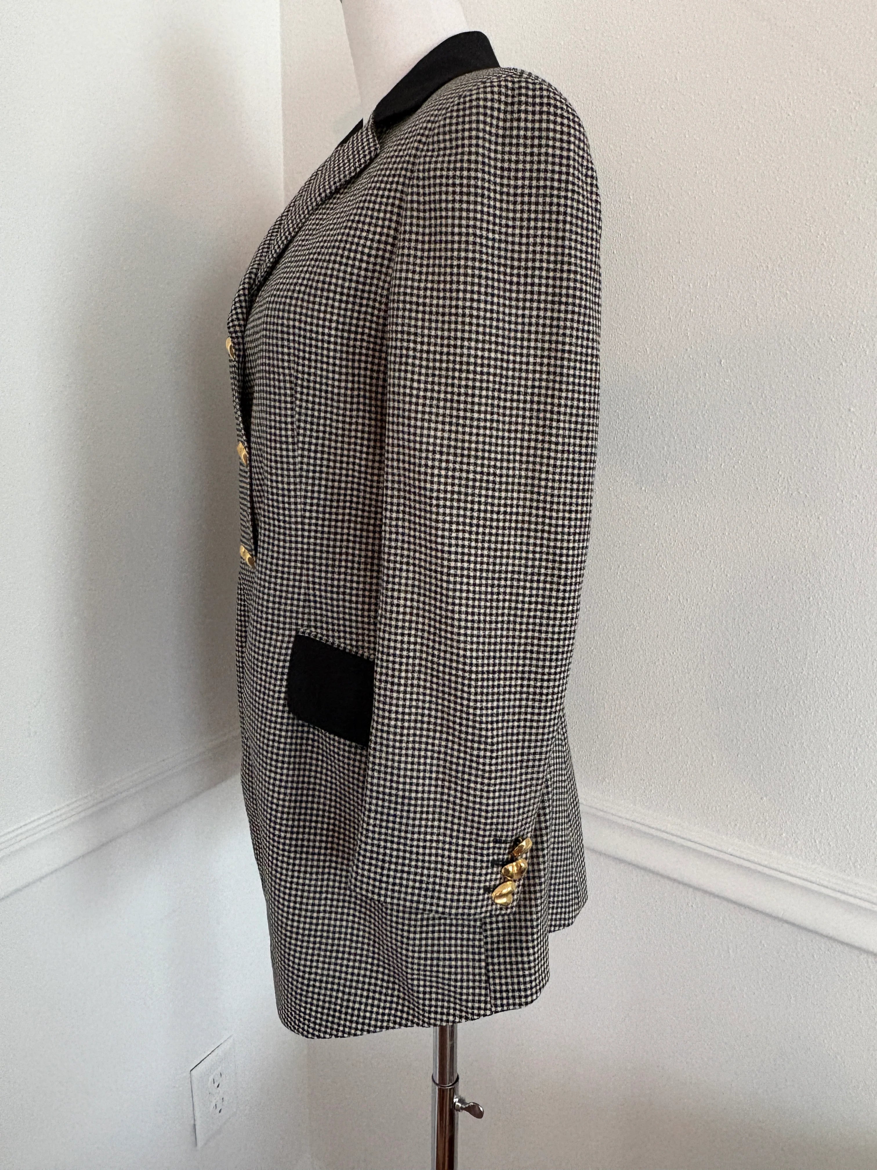 MOSCHINO Archival Vintage 1991 Houndstooth Blazer with Heart Buttons