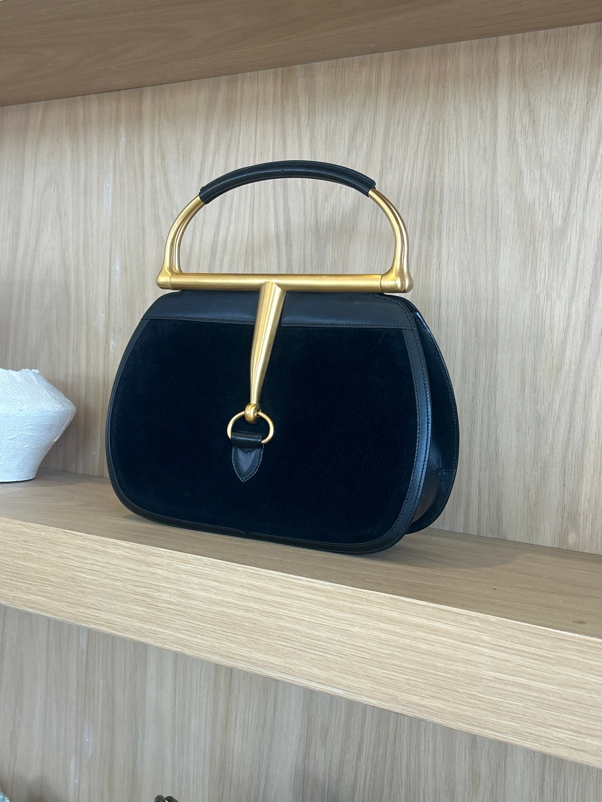 Gucci Archival 1994 Black Suede Snaffle Bit Bag