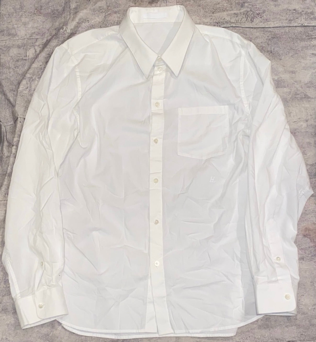 Helmut Lang Embroidered Logo White Dress Shirt