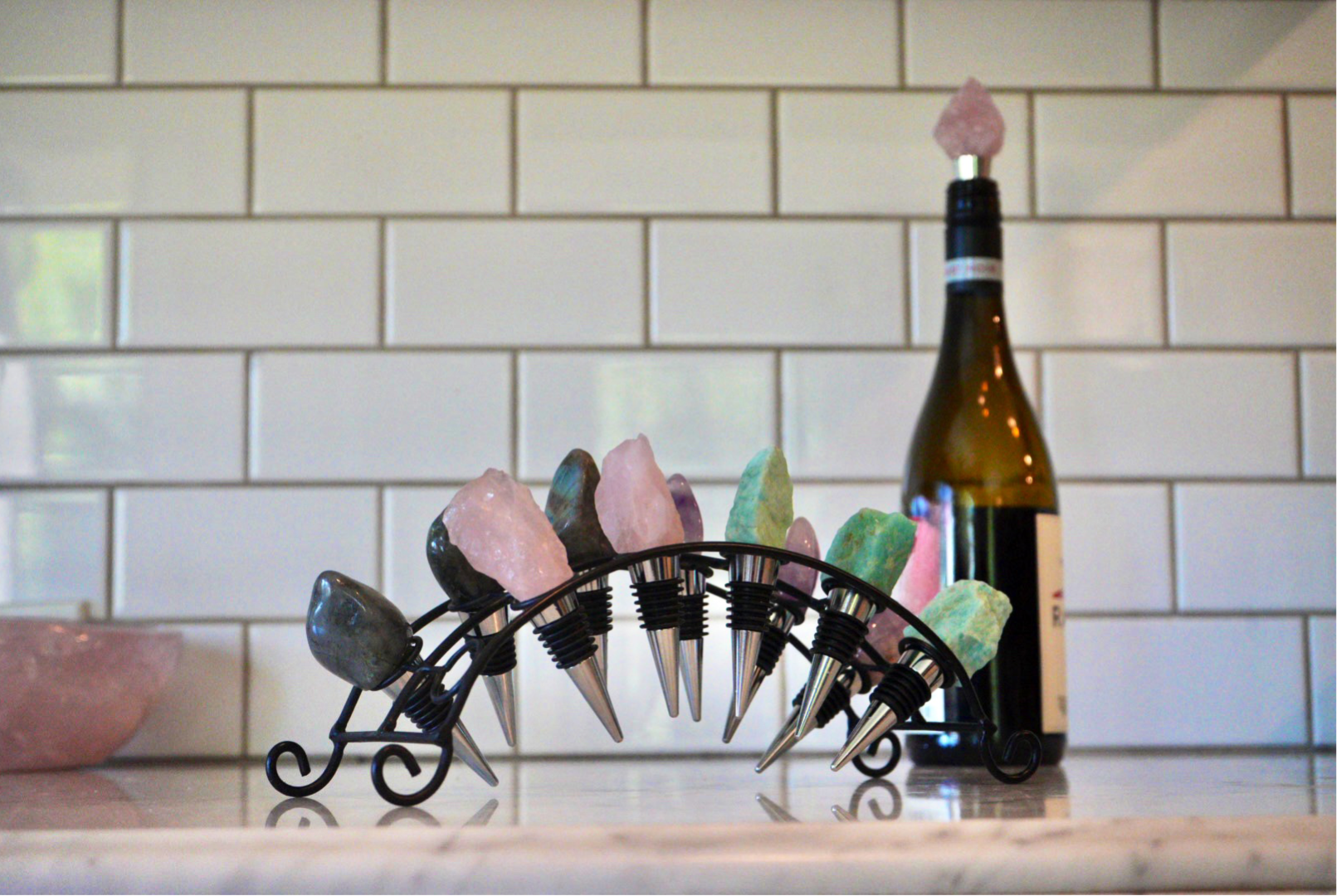 Crystal Wine Bottle Stoppers – Assorted Gemstones