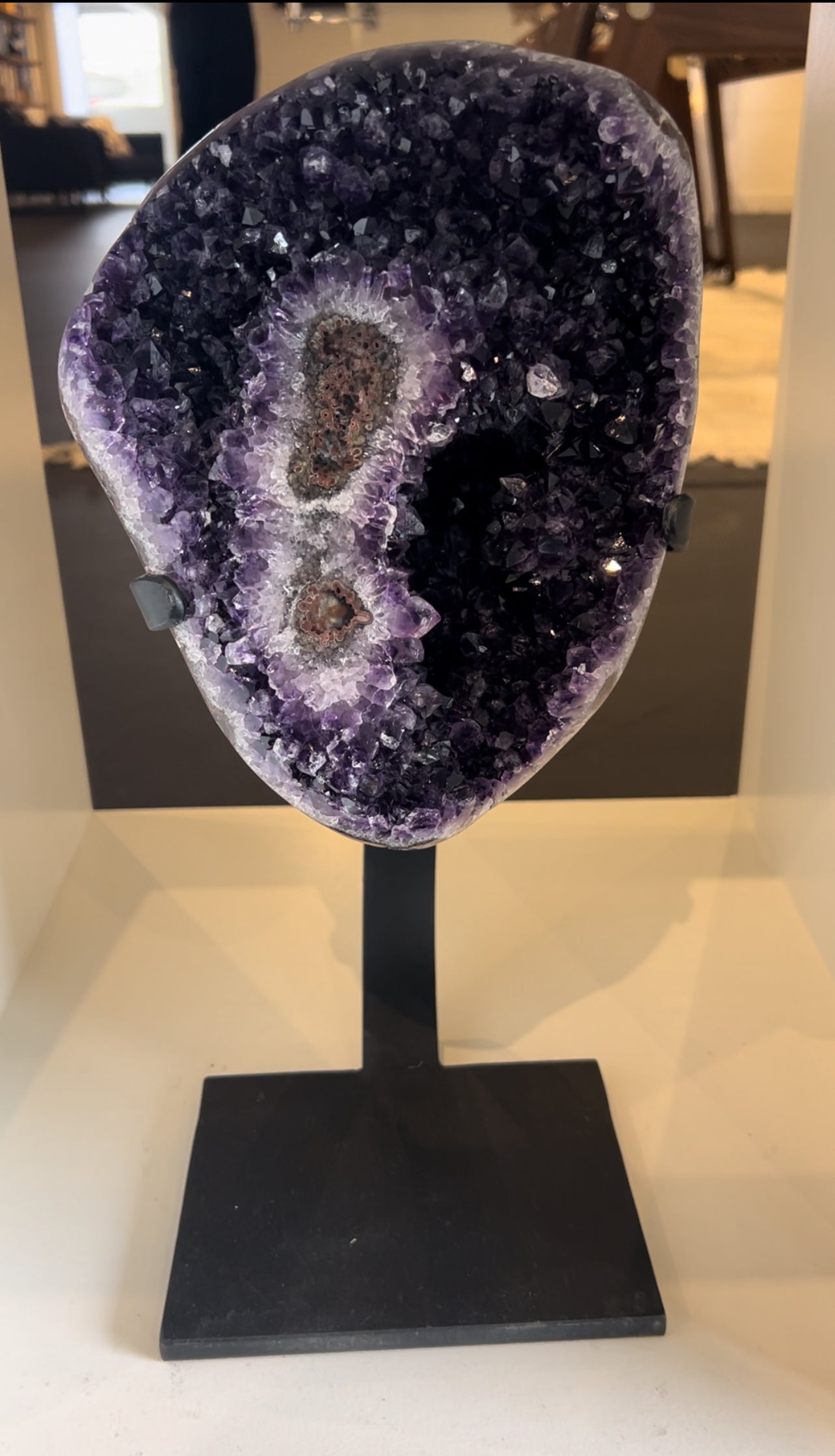 Amethyst with Stalactite Eyes on Stand