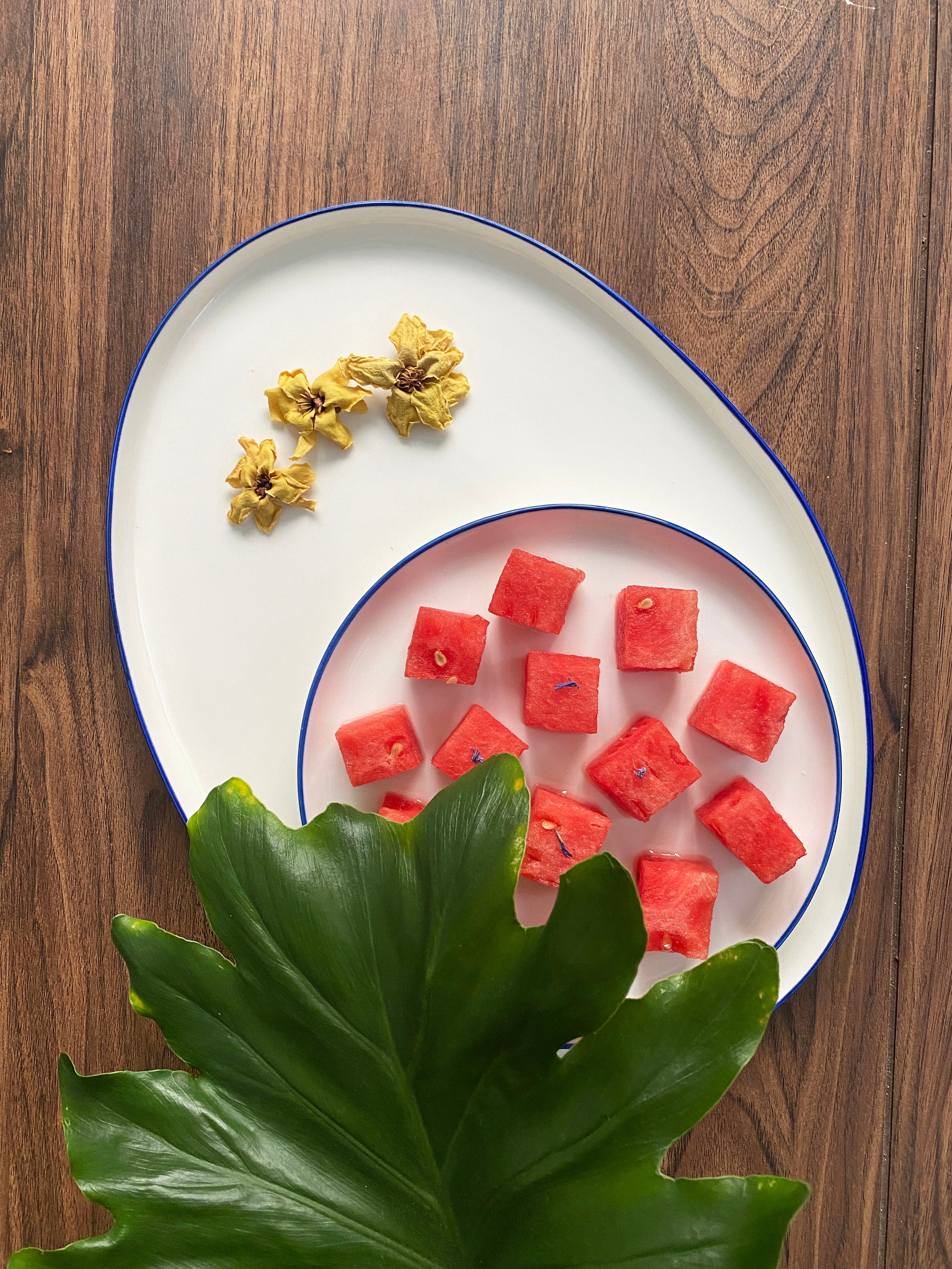 Abbesses Blue Rim Porcelain Small Serving Platter