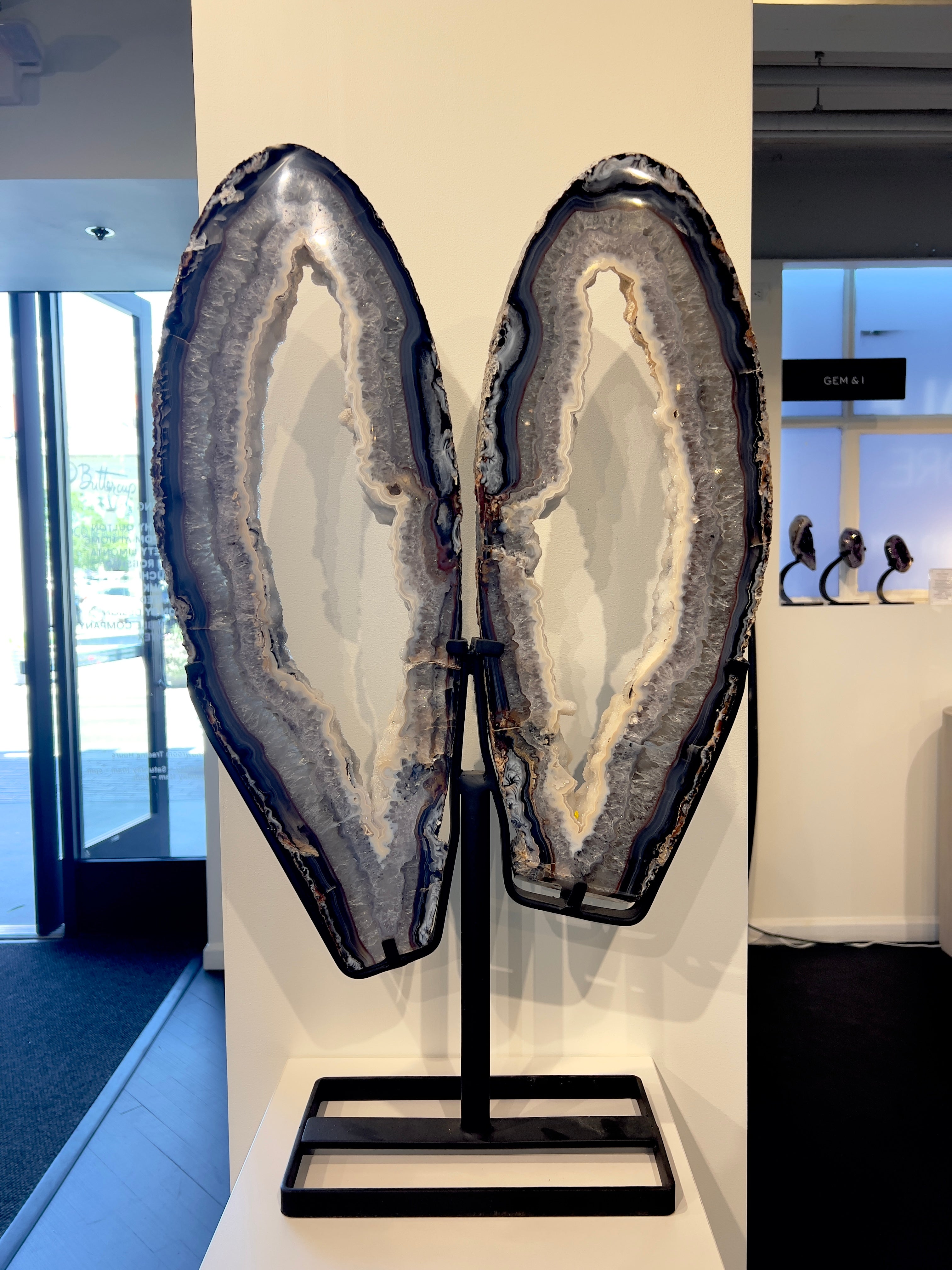 Agate Butterfly Wings With Druzy Crystallization