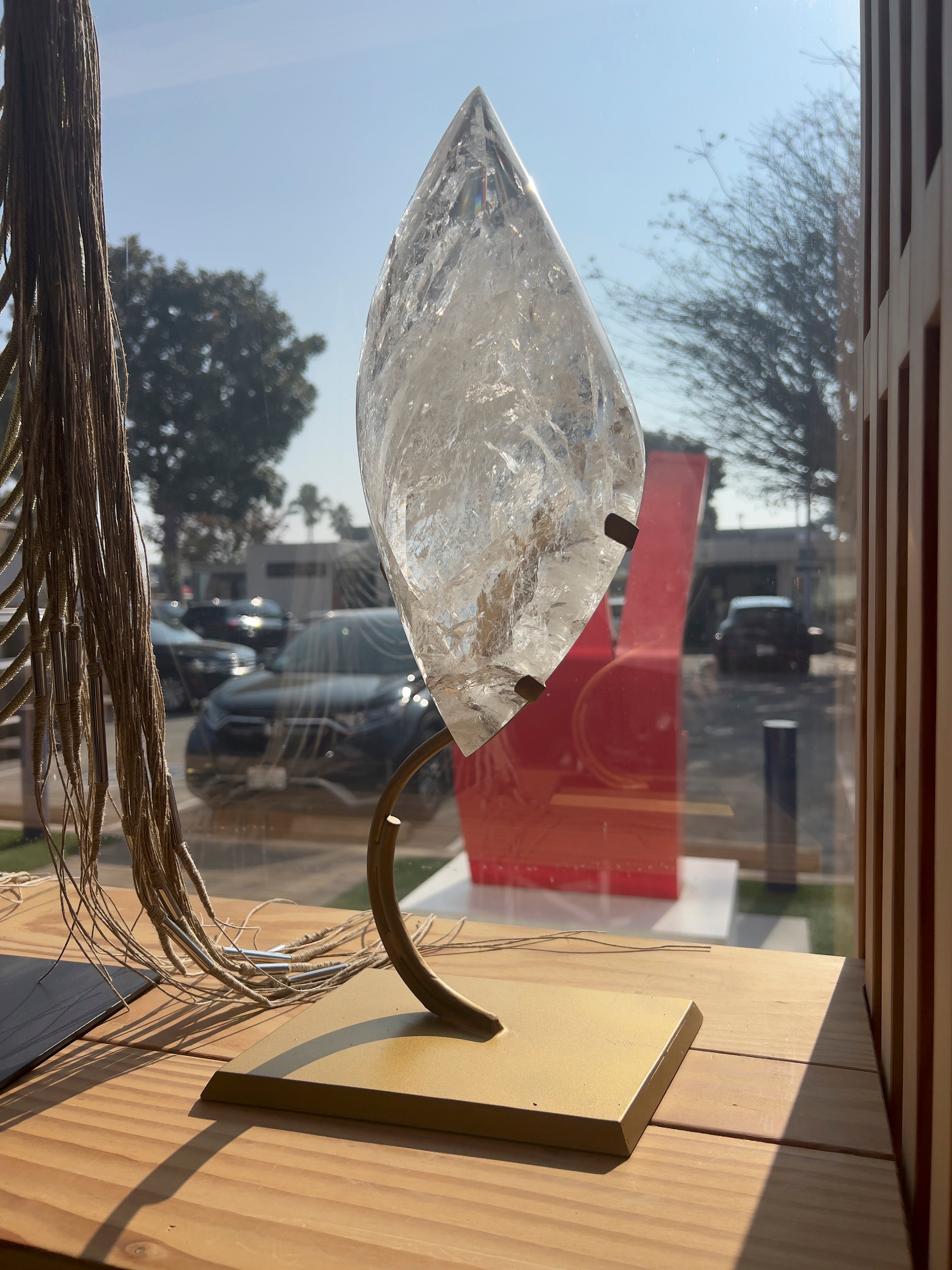 Clear Quartz Double Pointed Flame on Stand