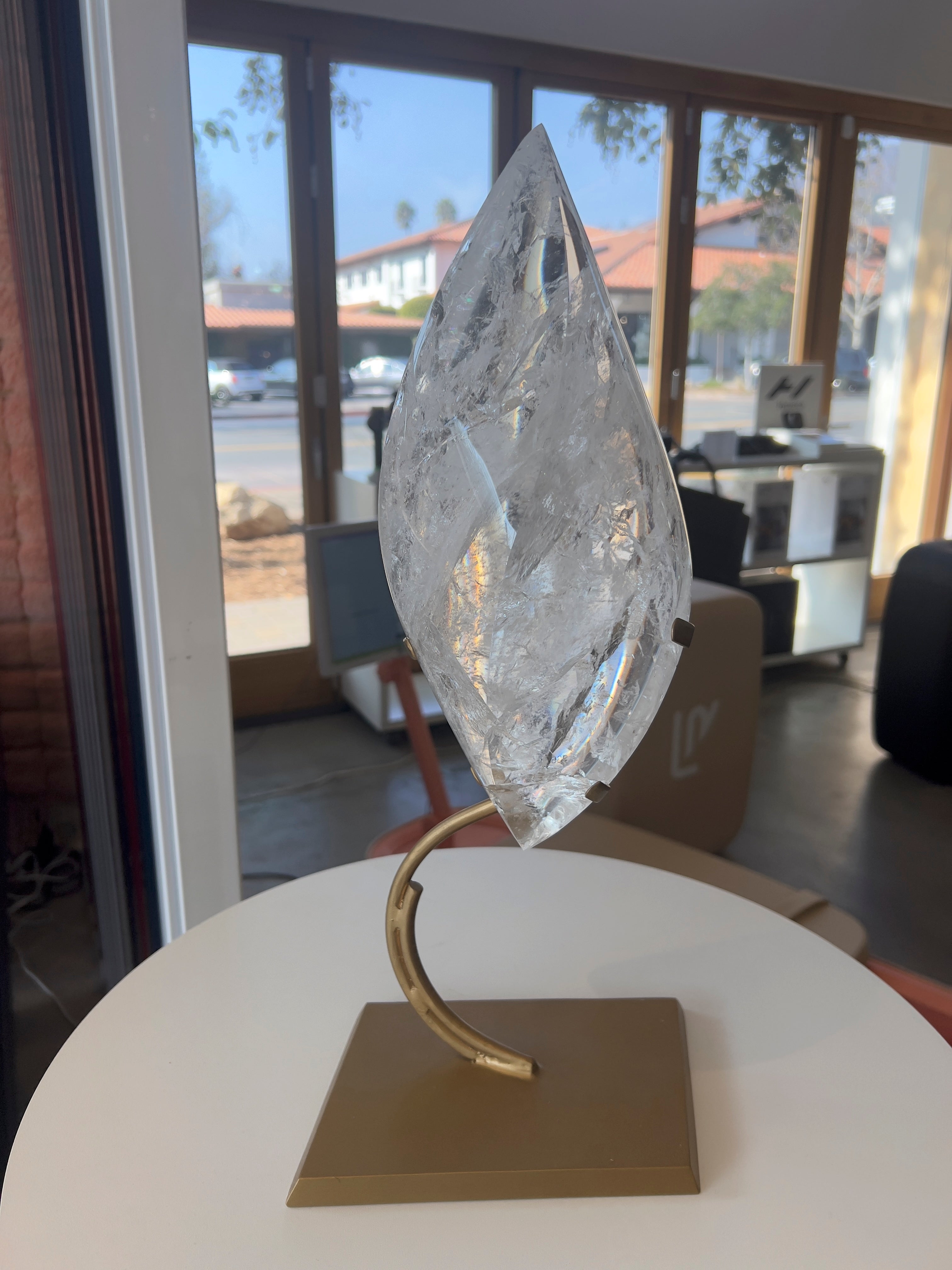 Clear Quartz Double Pointed Flame on Stand