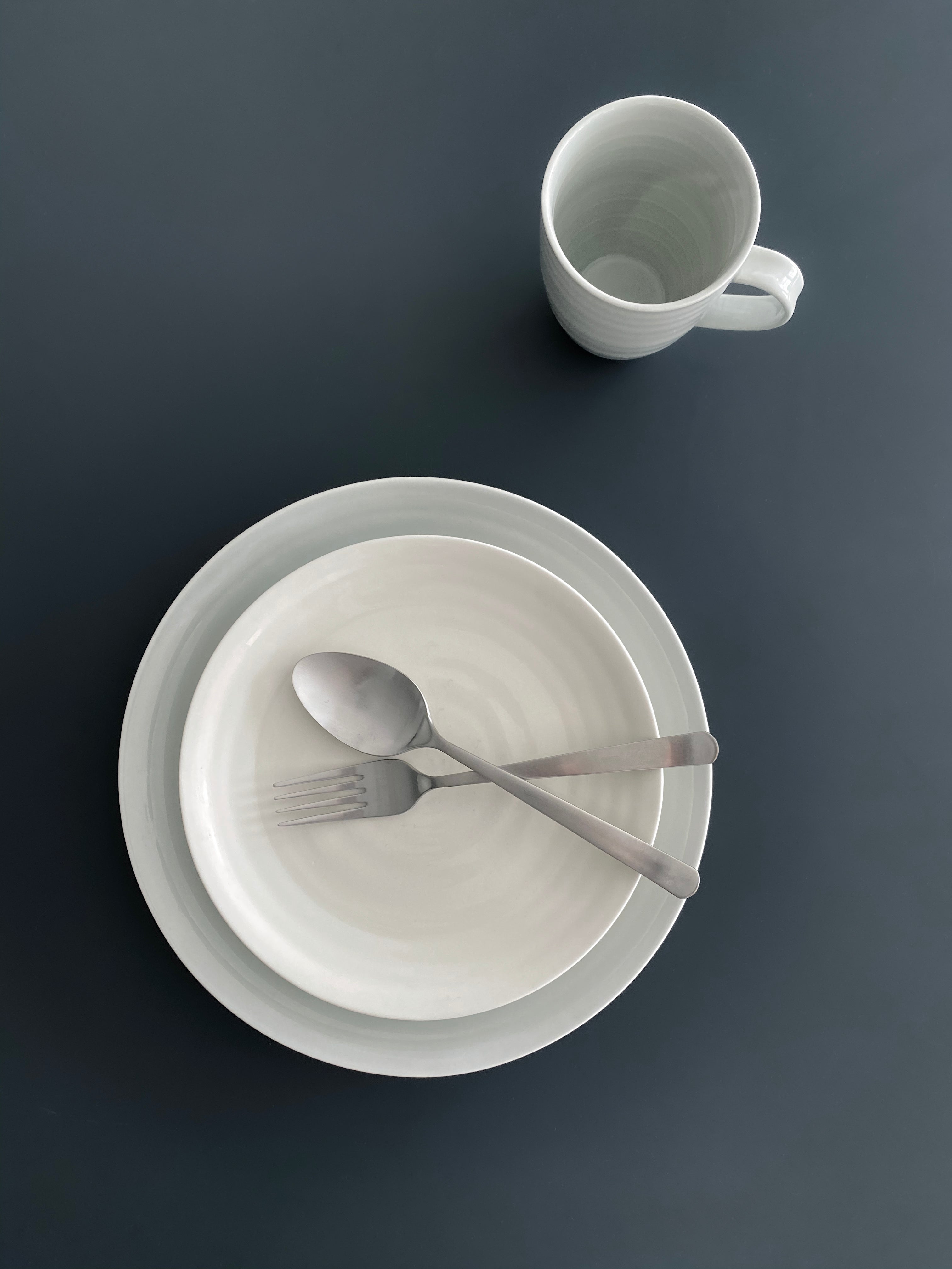 Daniel Smith Smoke Porcelain 4 Piece Dinnerware Set, Service For 1