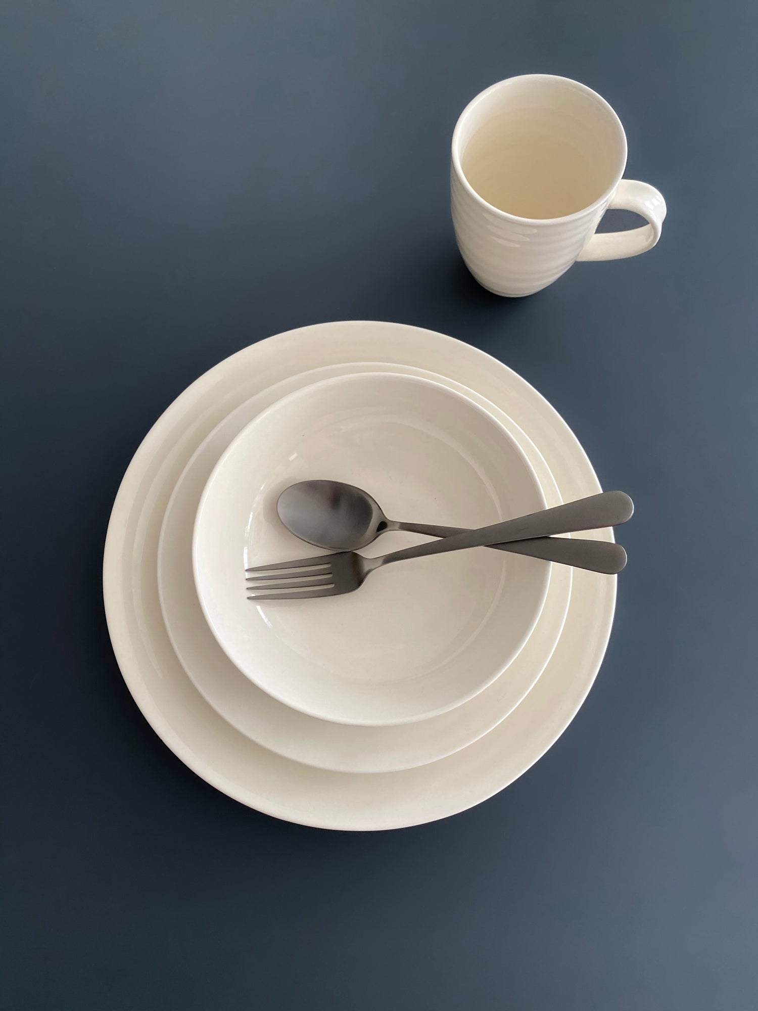 Daniel Smith Ivory Porcelain 4 Piece Dinnerware Set, Service For 1