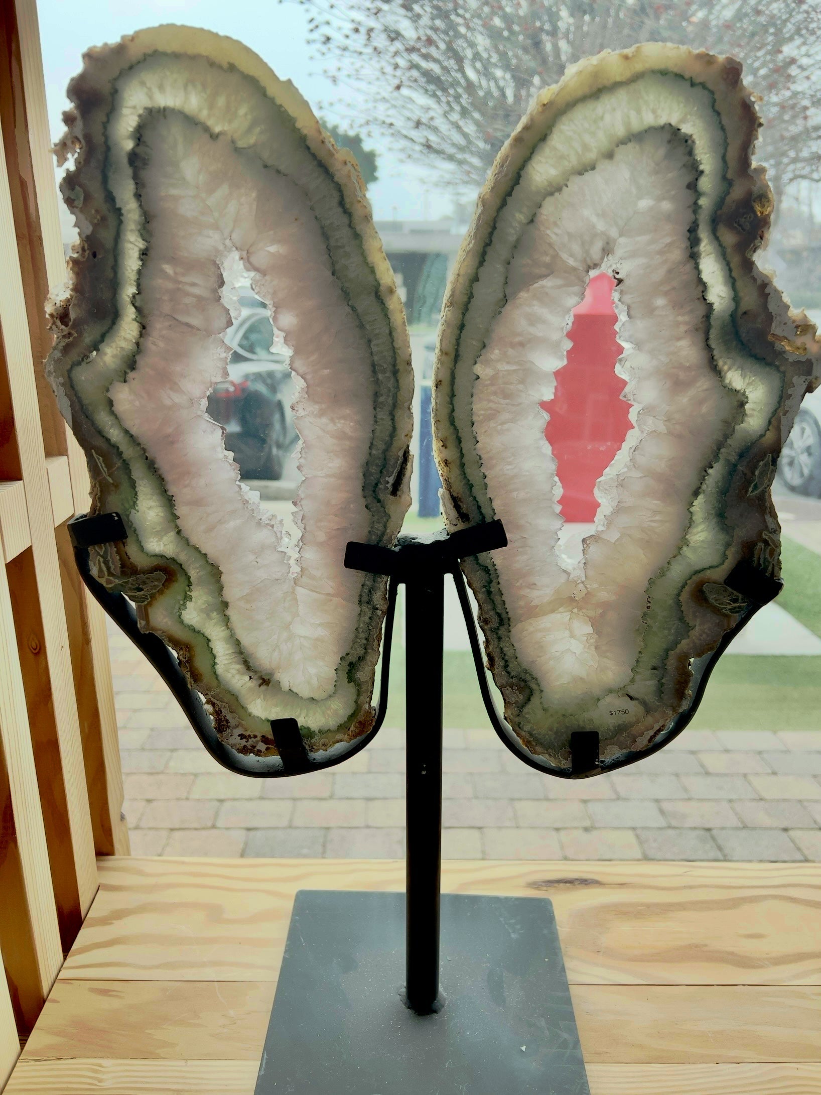Agate Butterfly Wings with Druzy Crystallization $1750