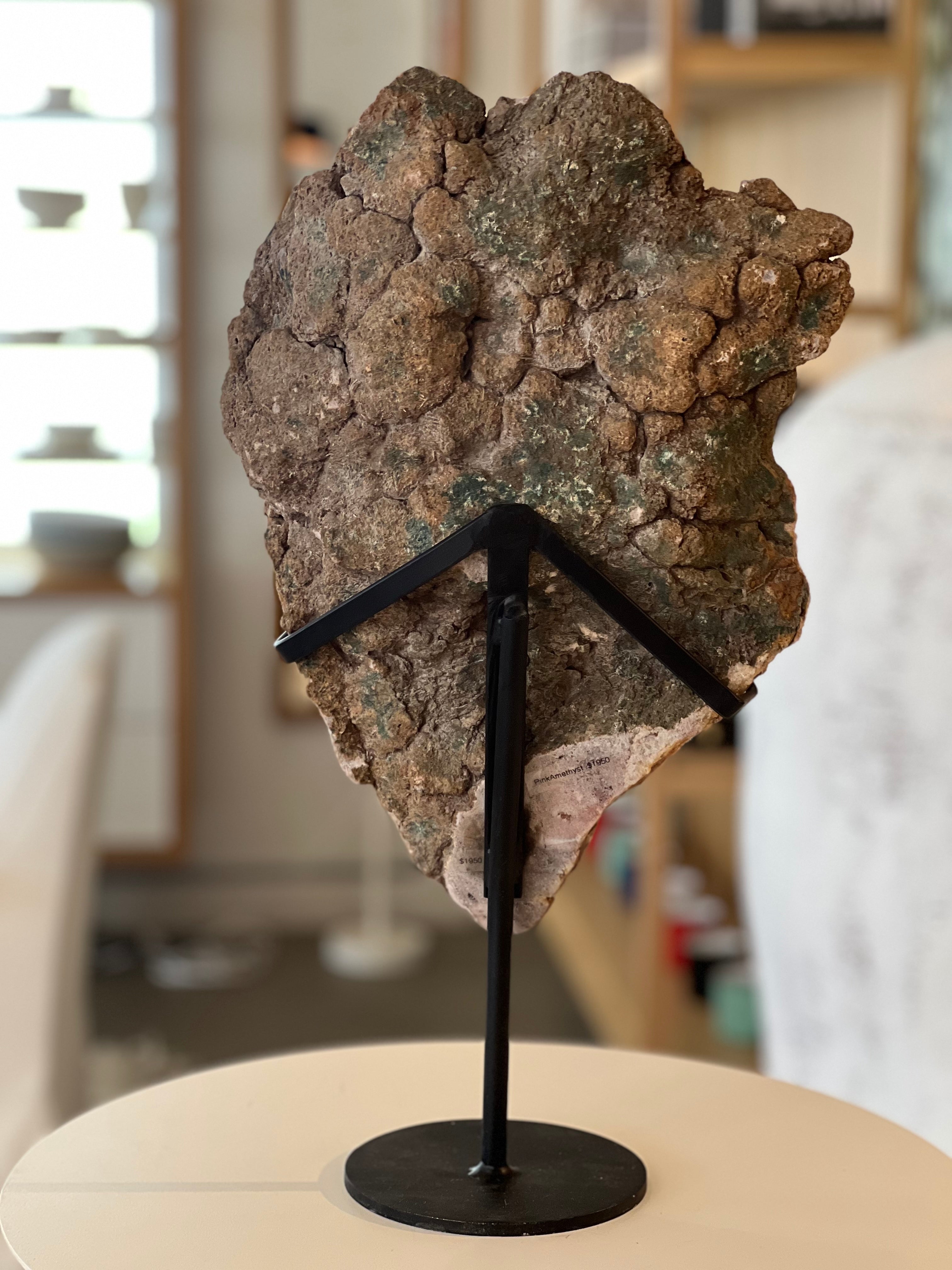 Pink Amethyst Slab on Round Stand $1850