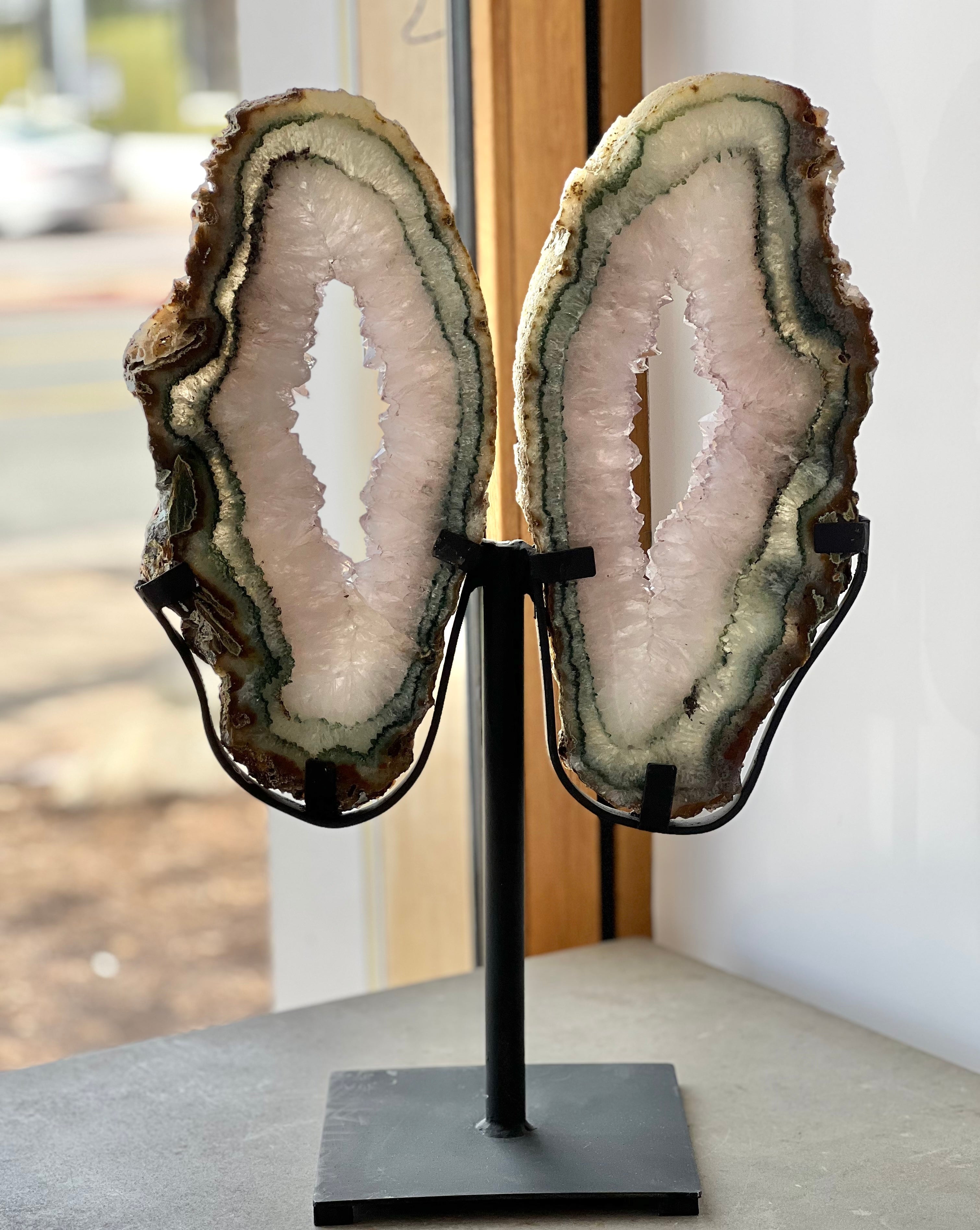 Agate Butterfly Wings with Druzy Crystallization $1750