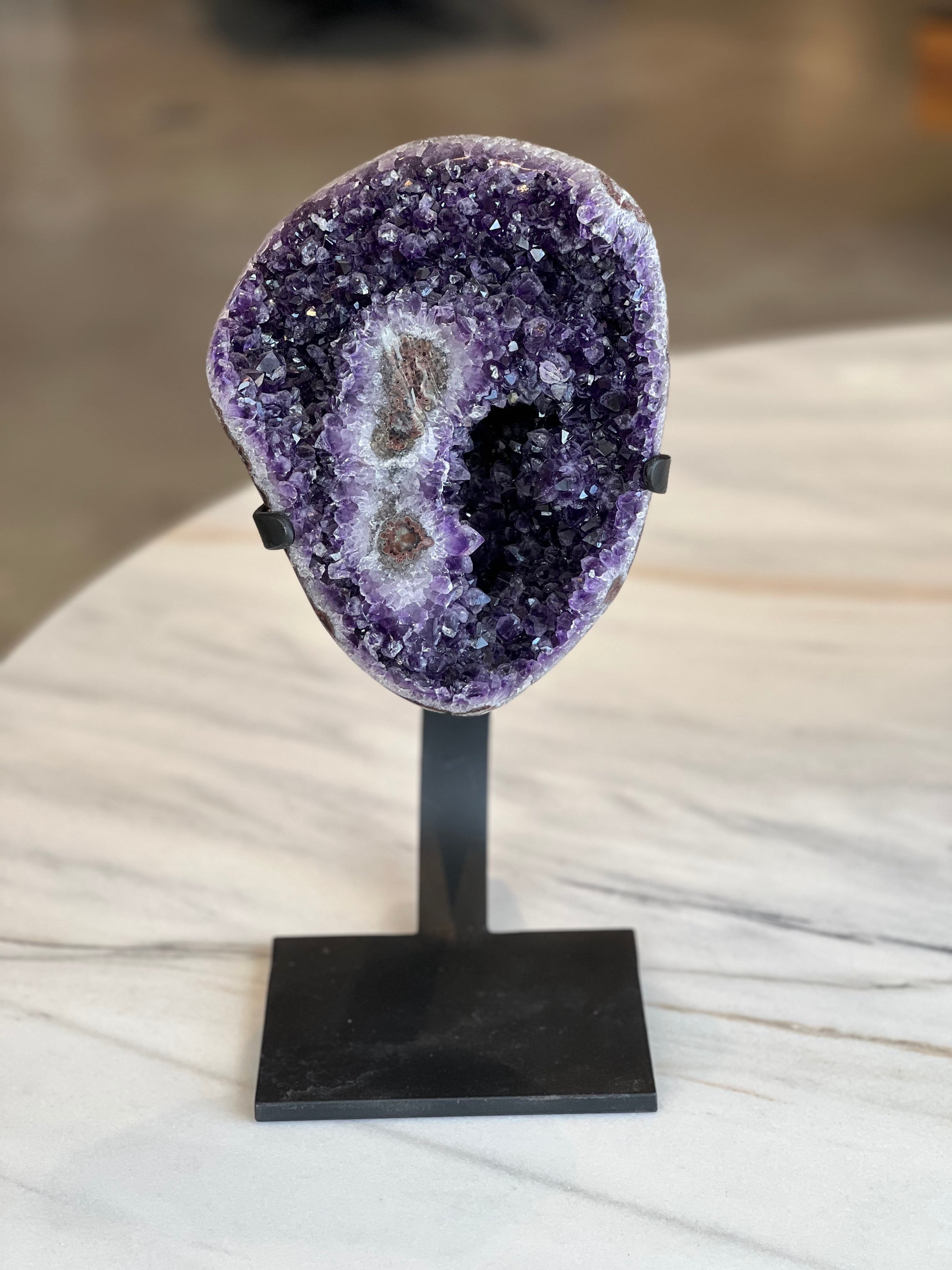 Amethyst with Stalactite Eyes on Stand