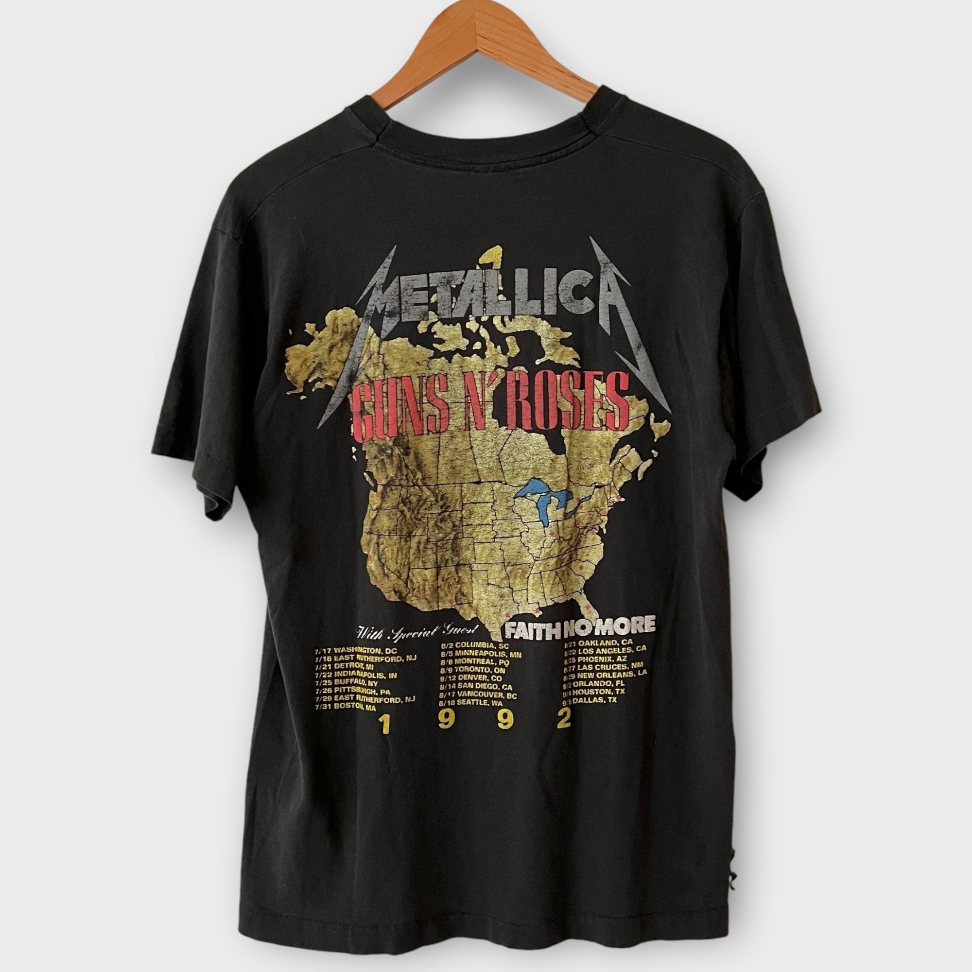 1992 Guns N Roses + Metallica w/ Faith No More Vintage Tour Band Tee Shirt