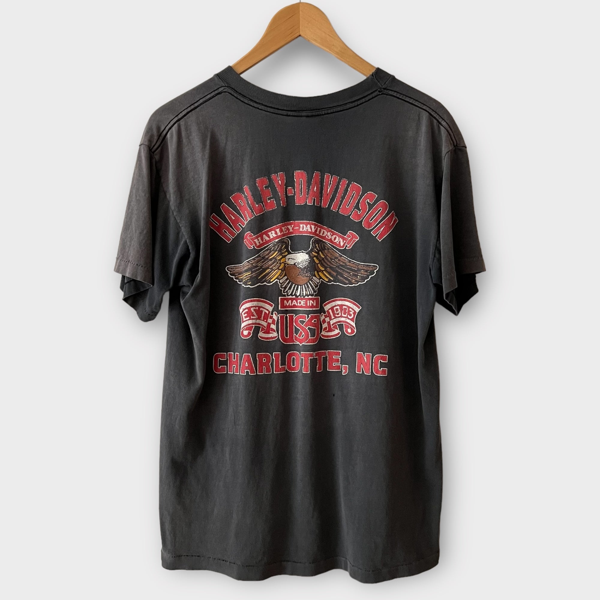 1990s Harley Davidson Motorcycle Charlotte, NC Vintage Tee Shirt