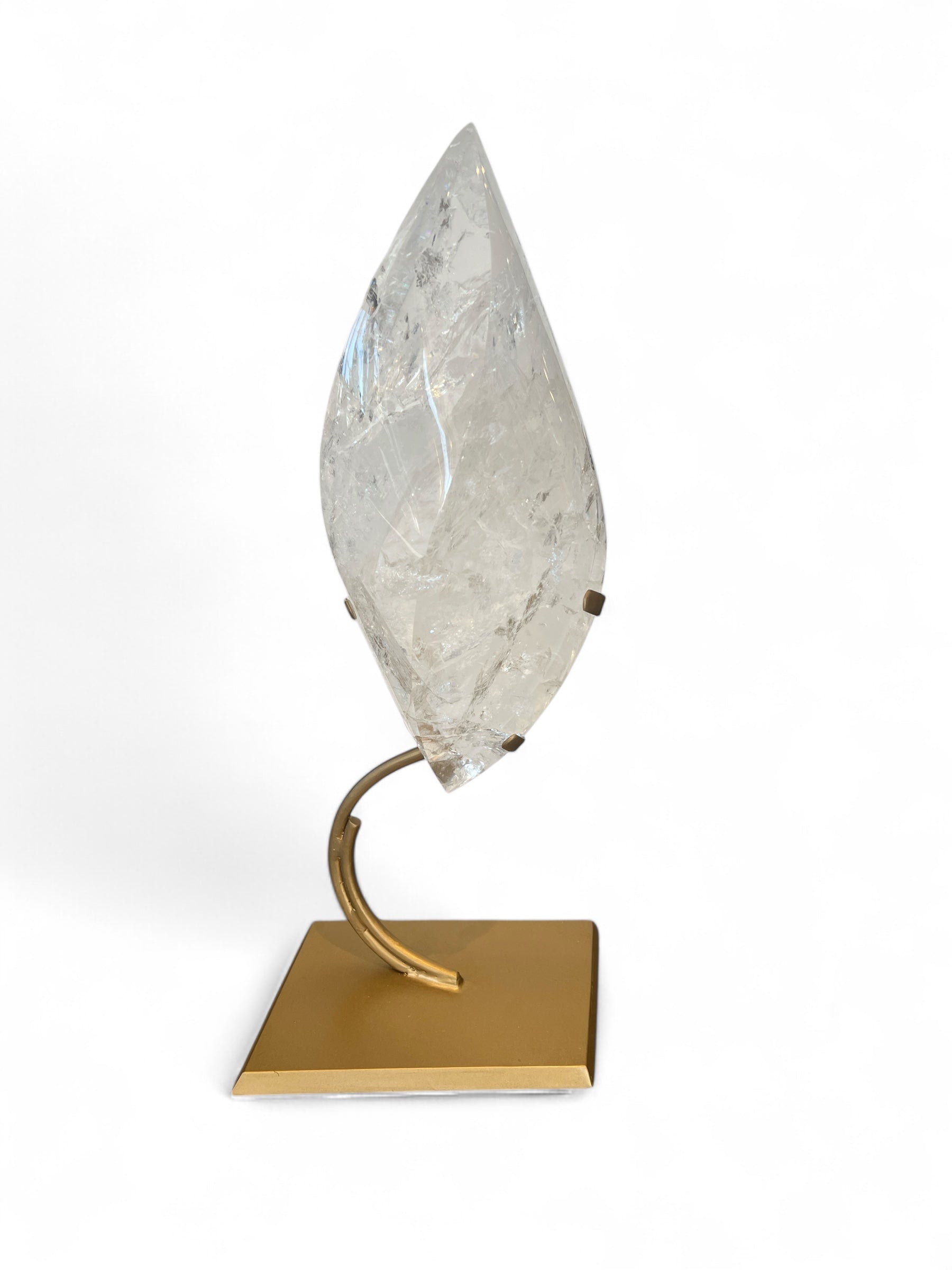 Clear Quartz Double Pointed Flame on Stand