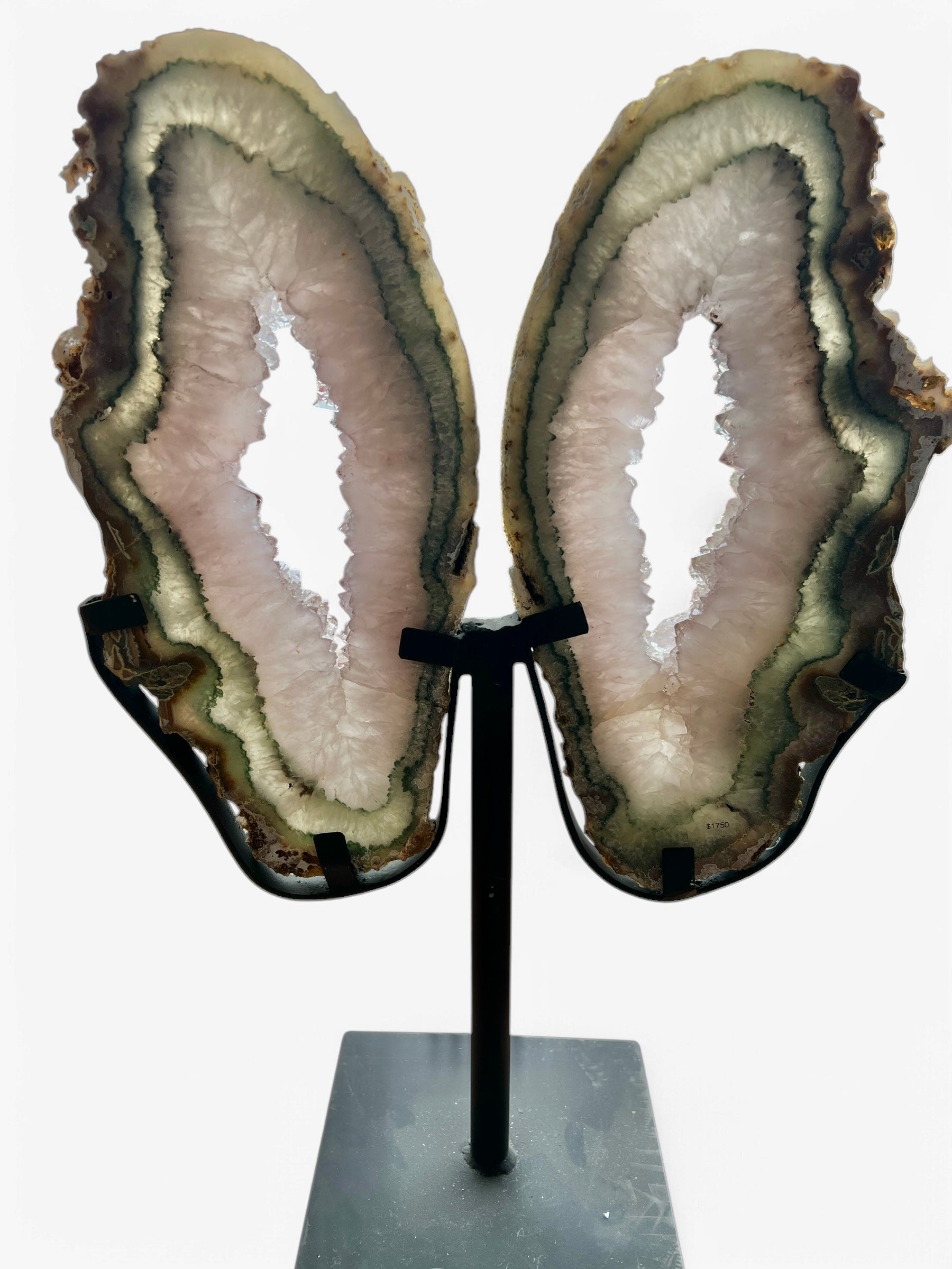 Agate Butterfly Wings with Druzy Crystallization $1750