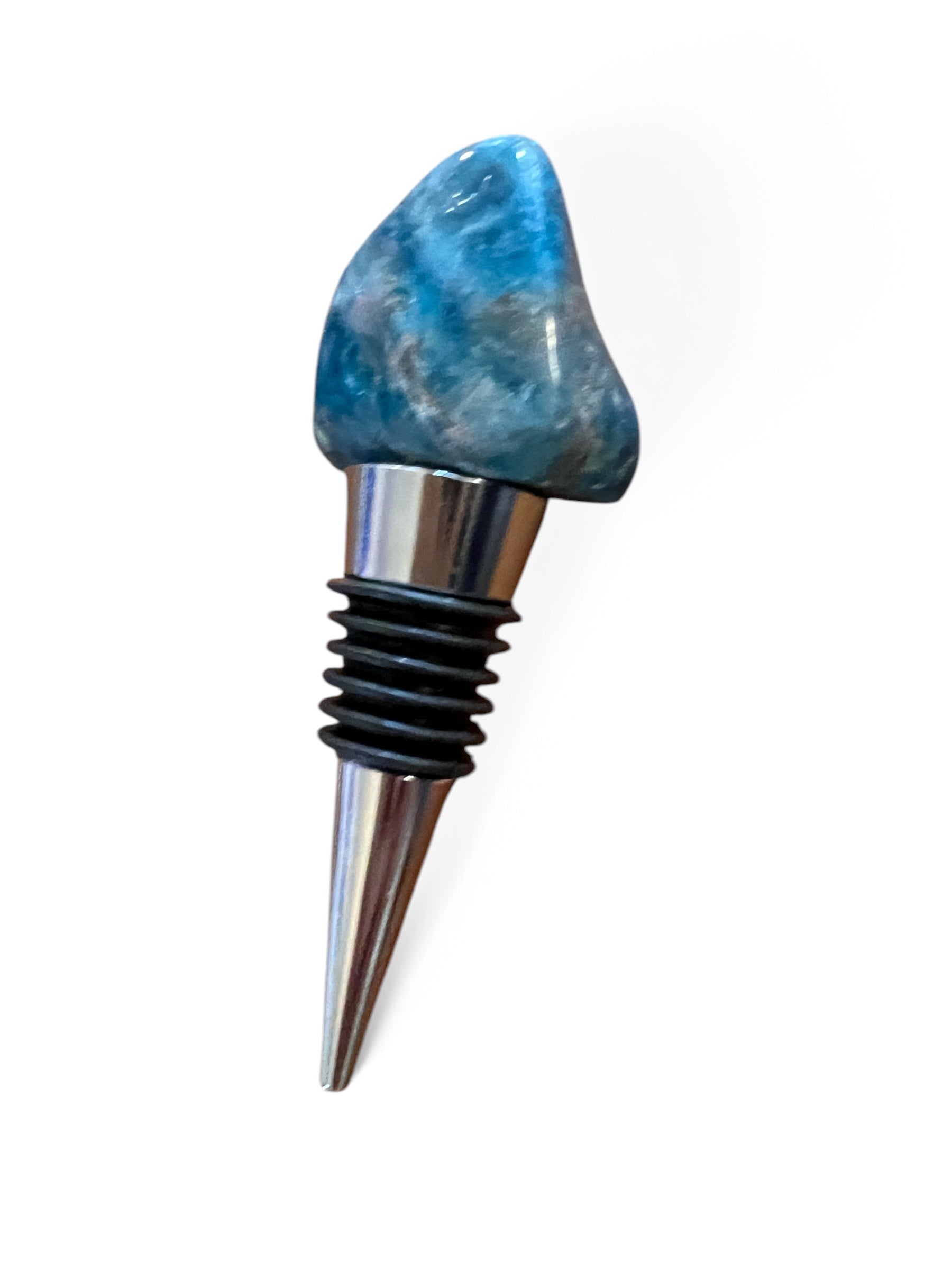 Crystal Bottle Stopper - Blue Apatite