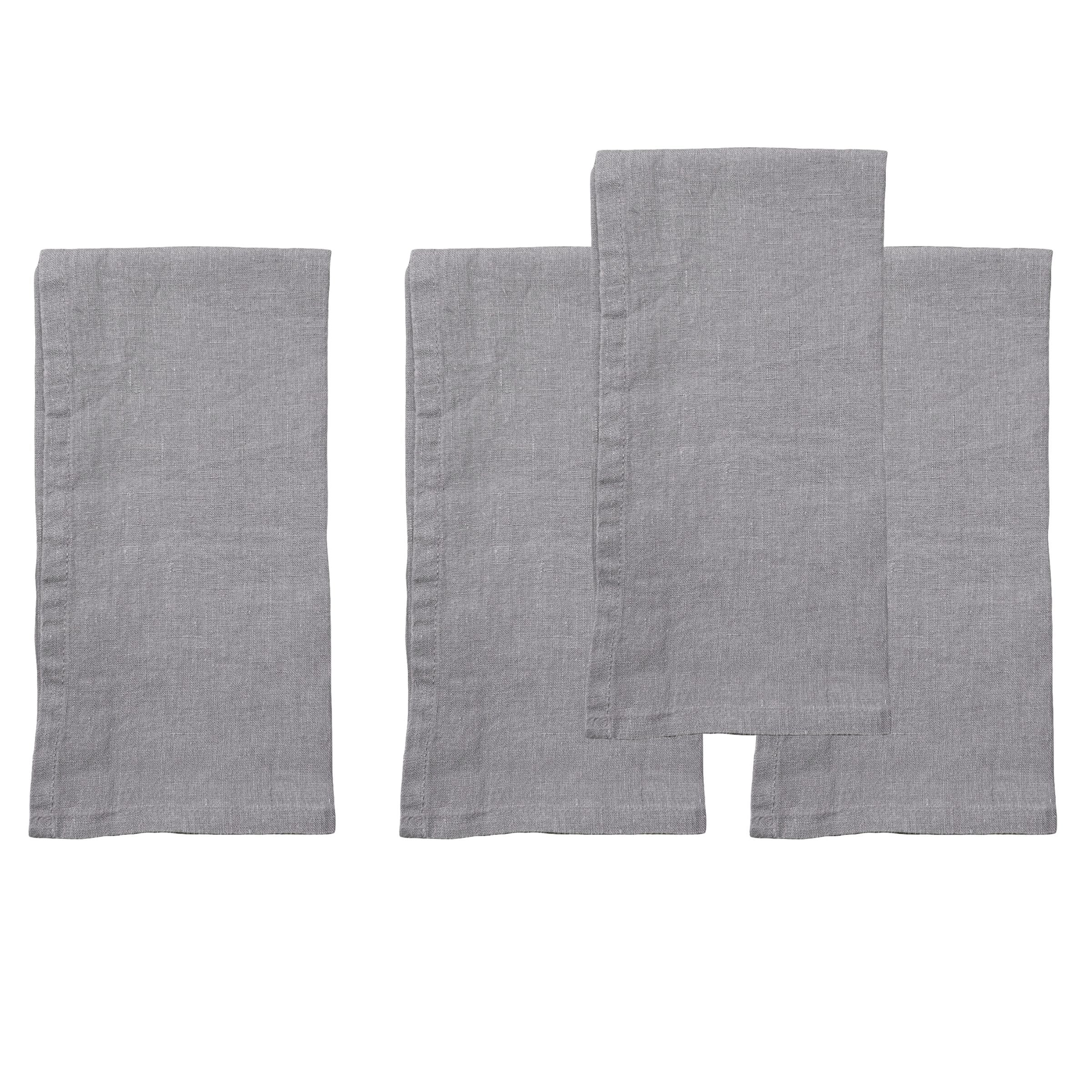 Stone Washed Charcoal Linen Napkin - Set of 4