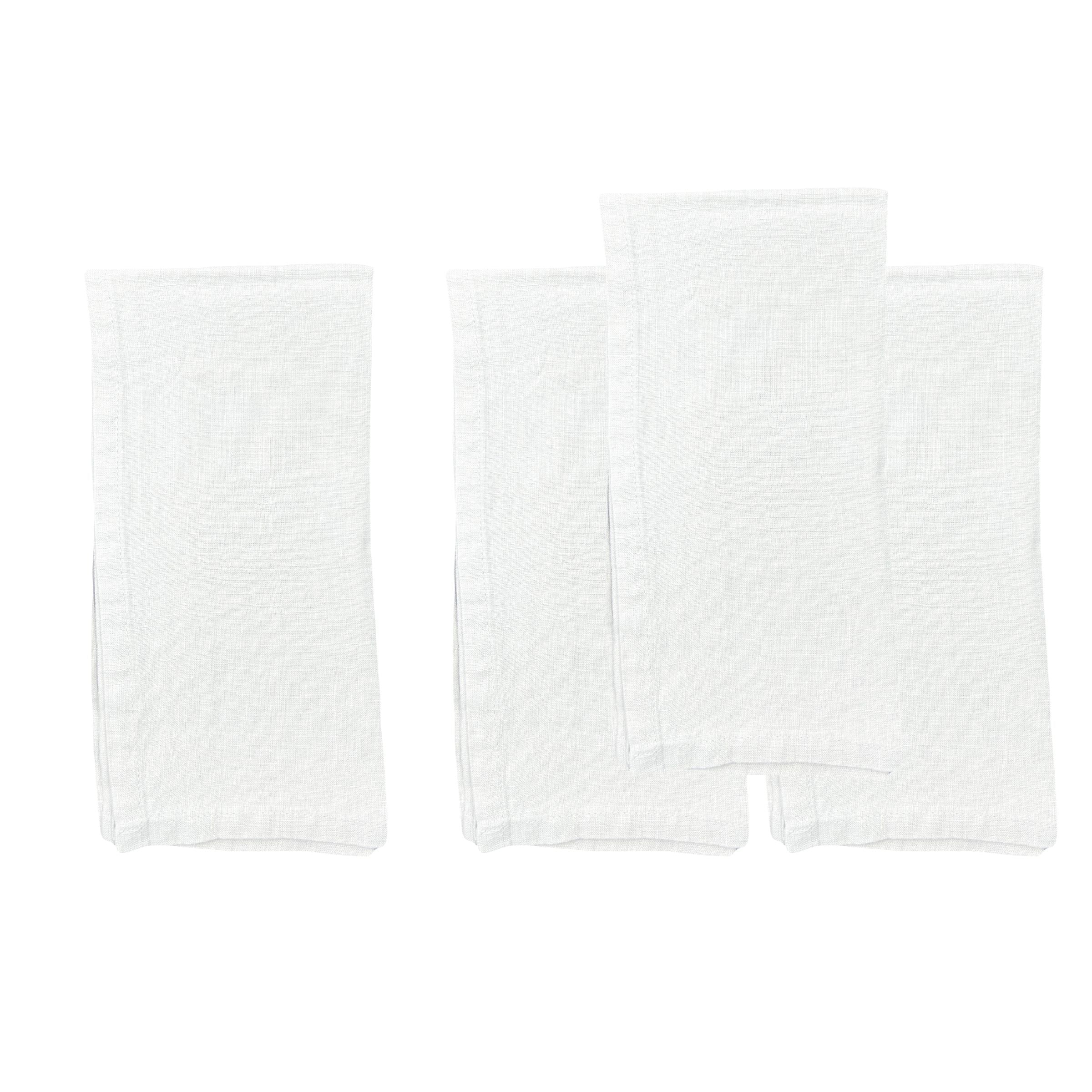 Stone Washed White Linen Napkin - Set of 4