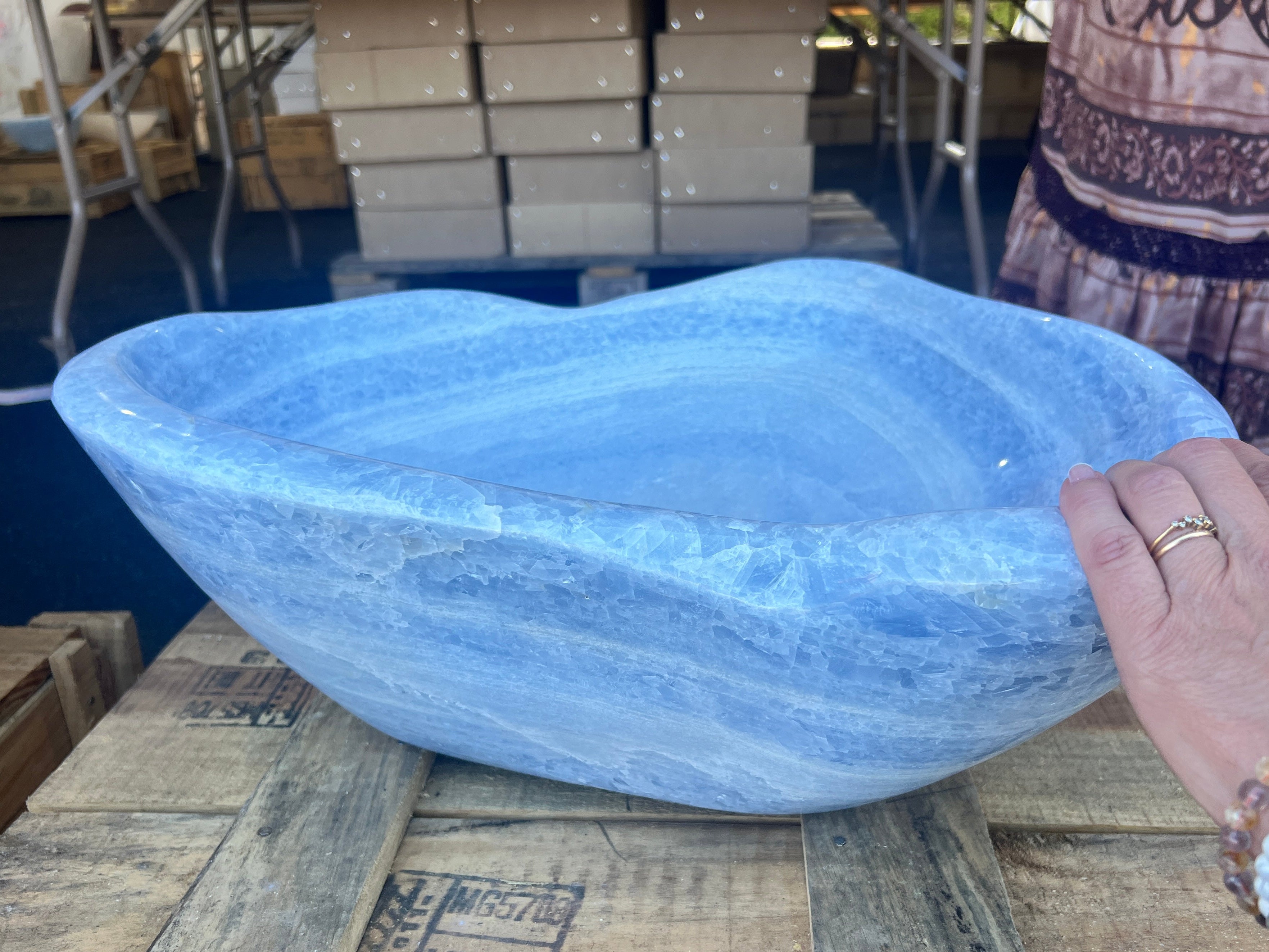 Large Blue Calcite Bowl