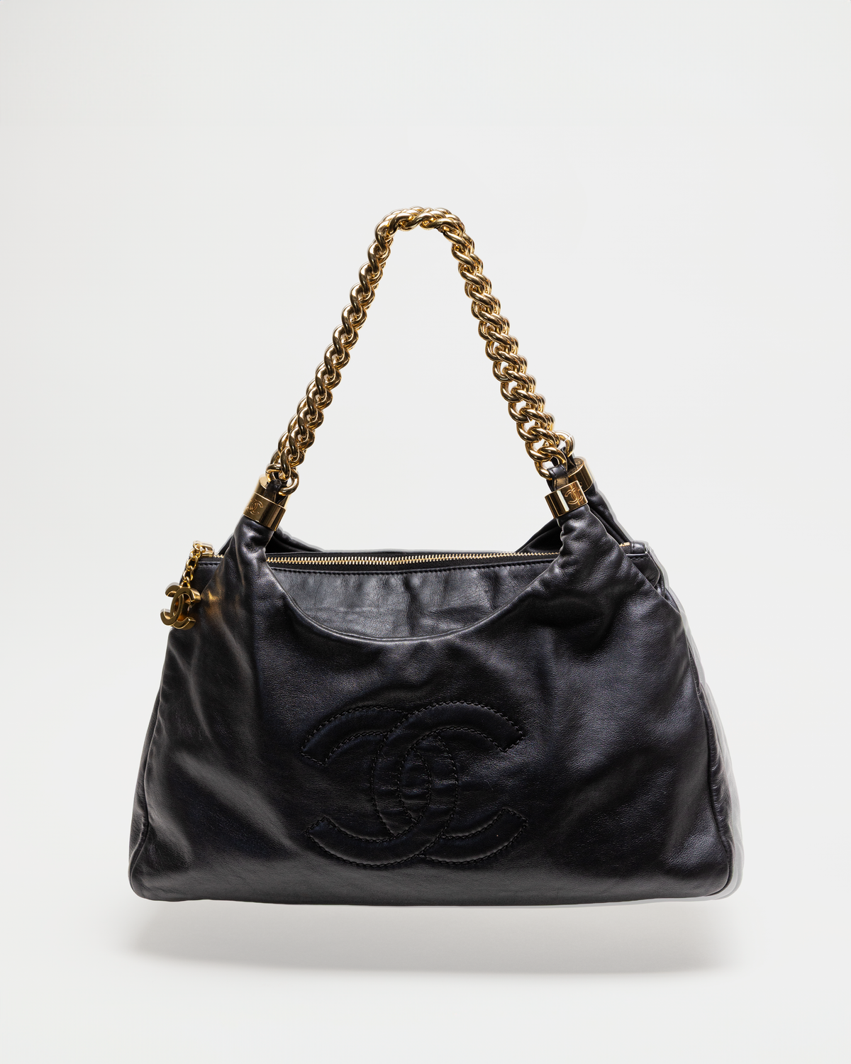Vintage Chanel "Rodeo Drive" Black Lambskin Hobo Bag with Gold Hardware