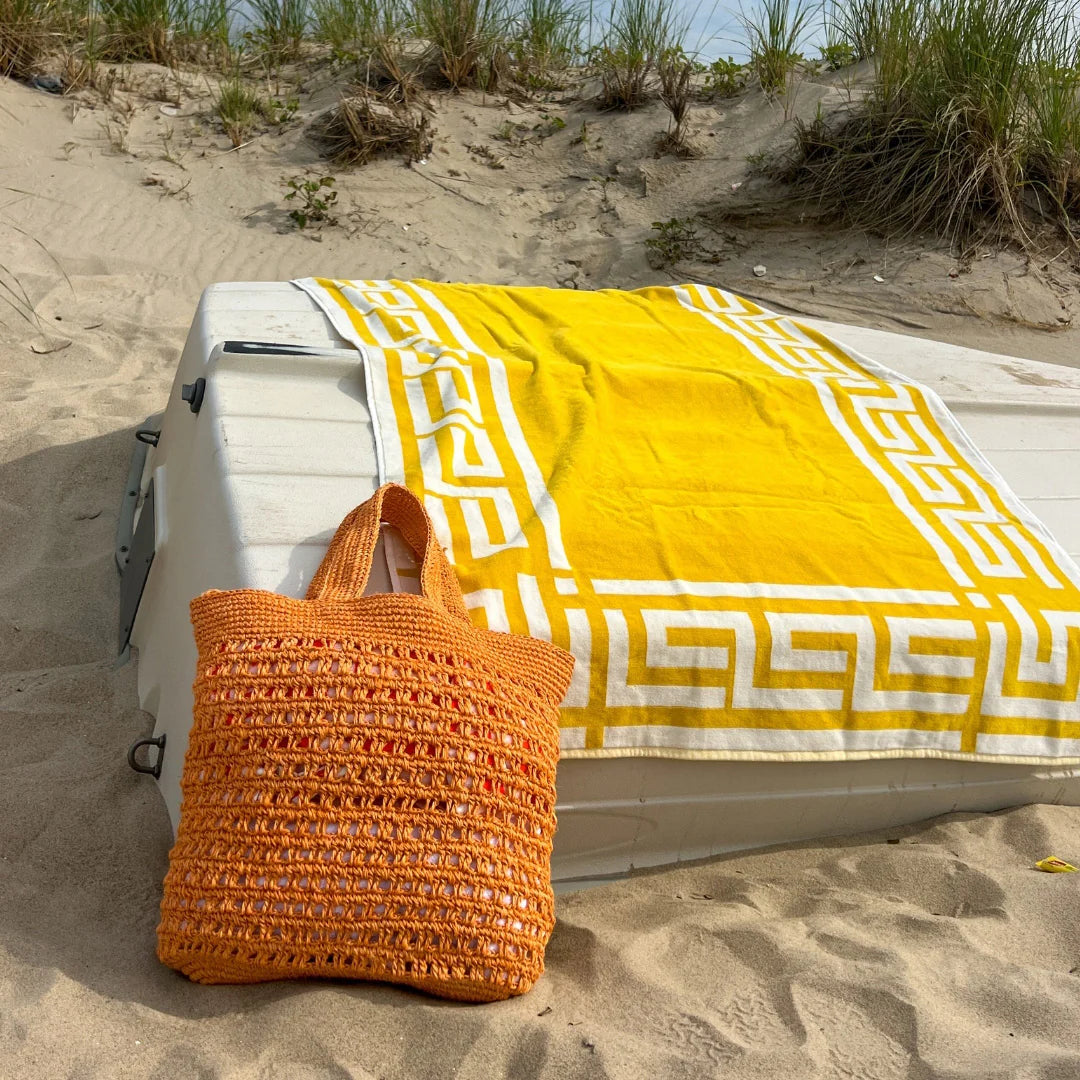 Greek Key Frame Beach Towel