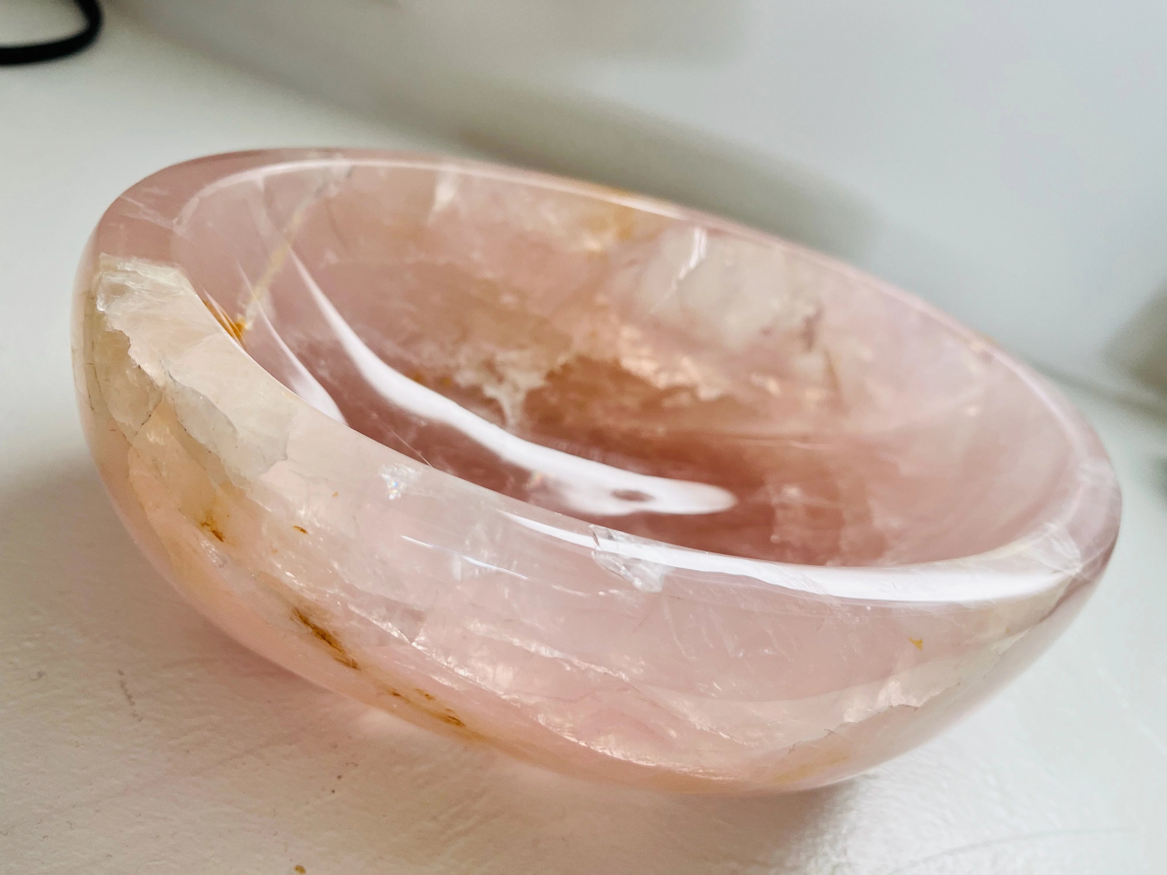 Hand Carved Rose Quartz Bowl