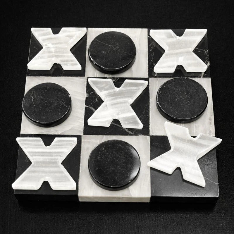 Black & White Onyx Tic-Tac-Toe Board