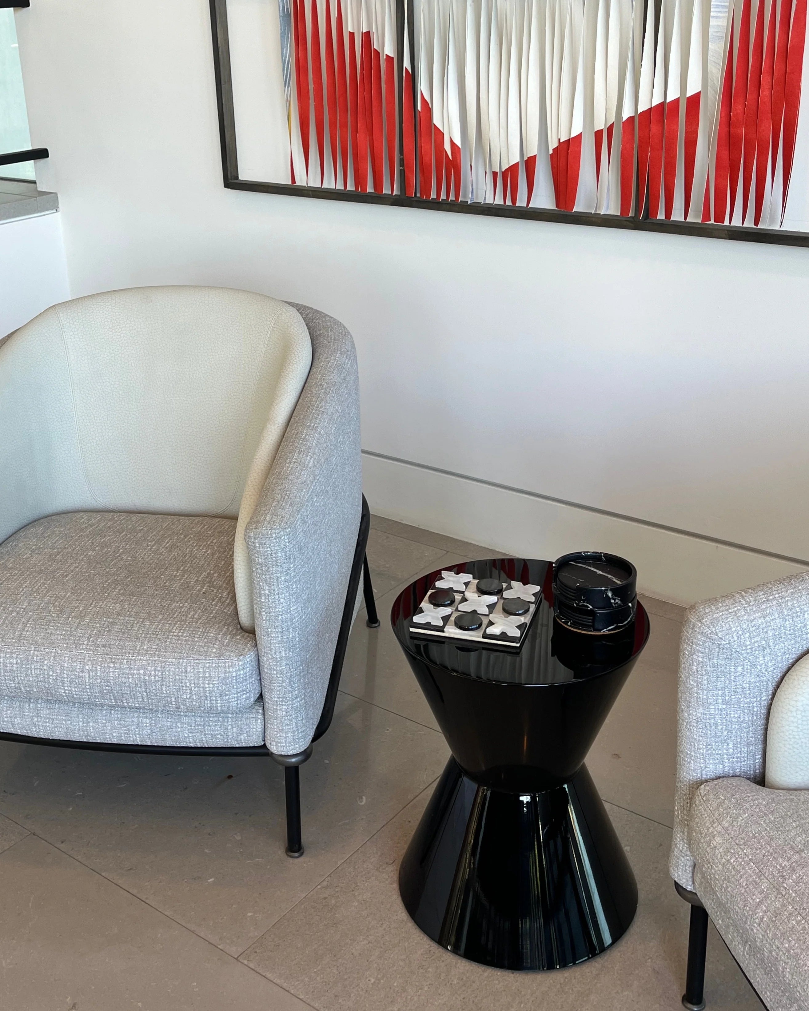 Black & White Onyx Tic-Tac-Toe Board