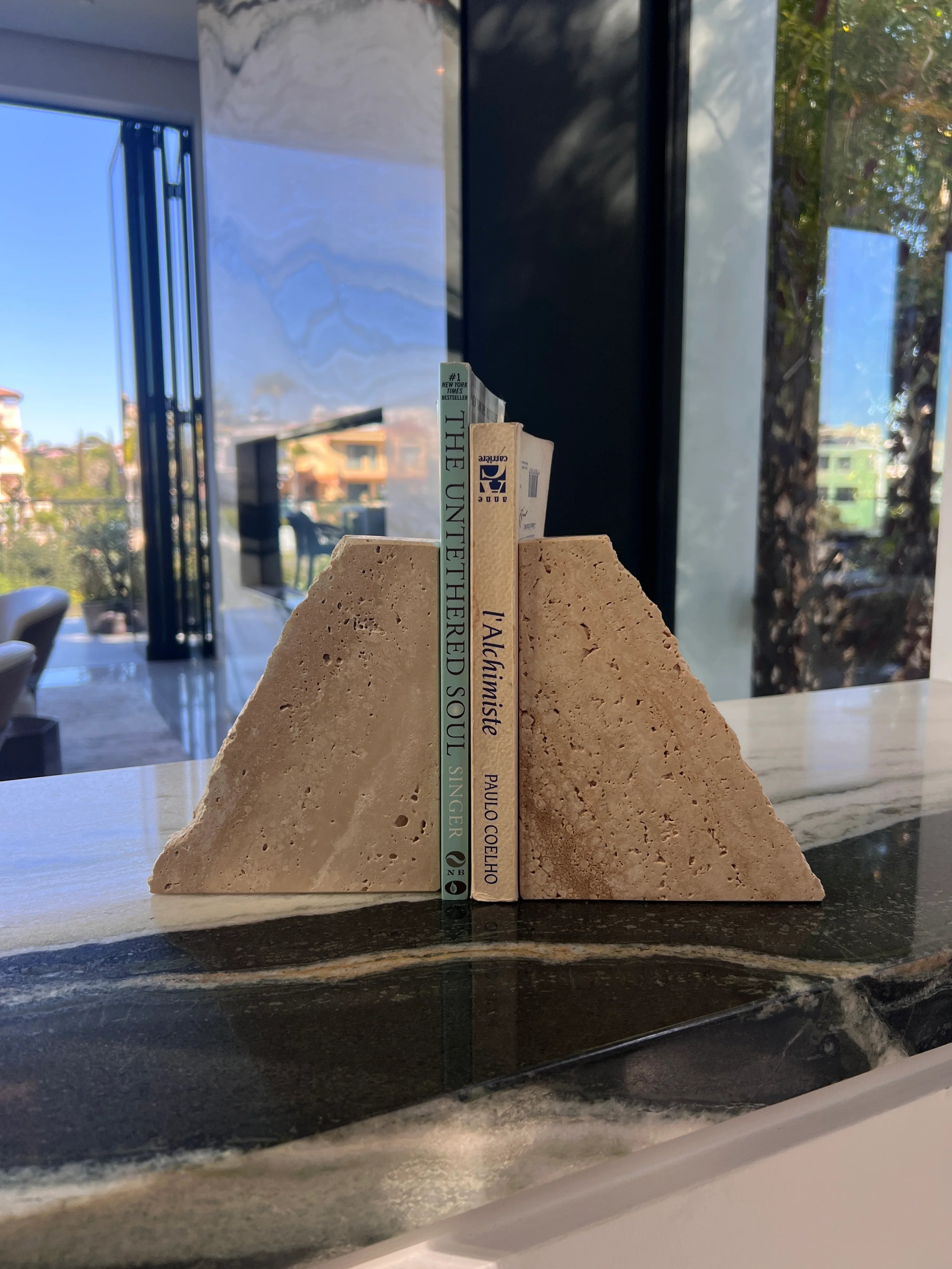 Natural Travertine Stone Bookends