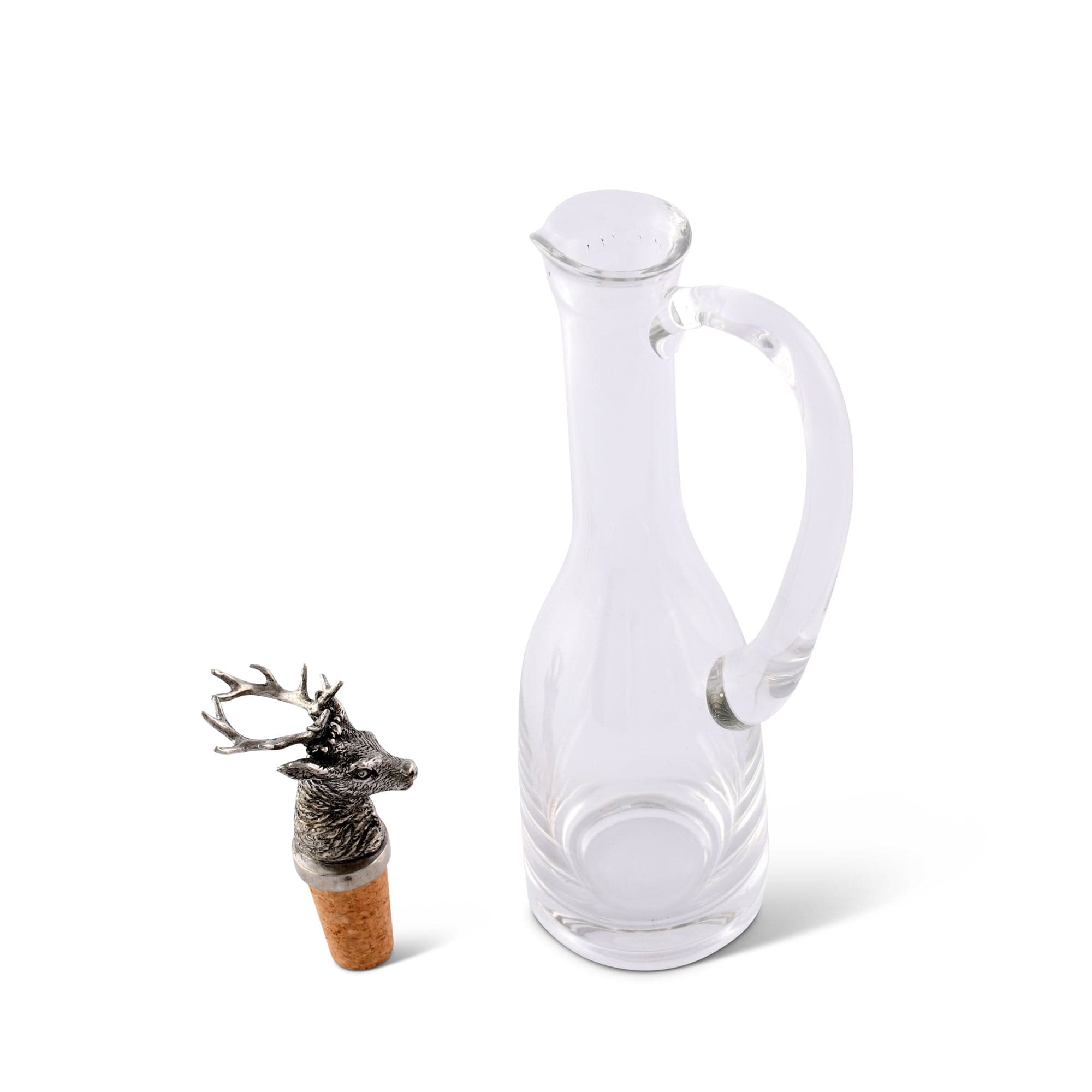 Cruet Bottle with Pewter Elk Head Cork Stopper