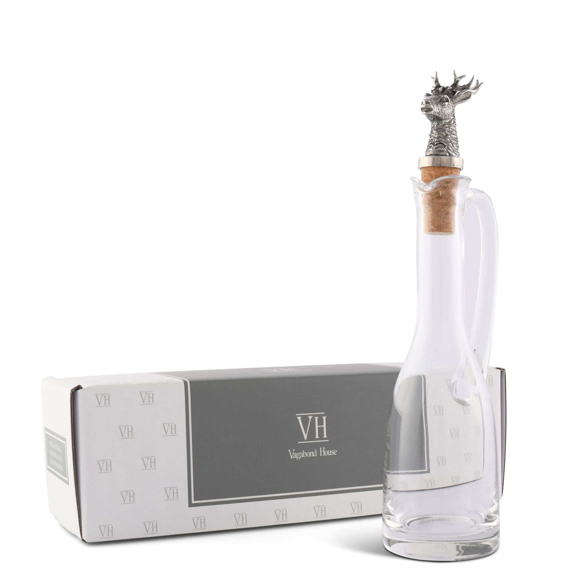 Cruet Bottle with Pewter Elk Head Cork Stopper