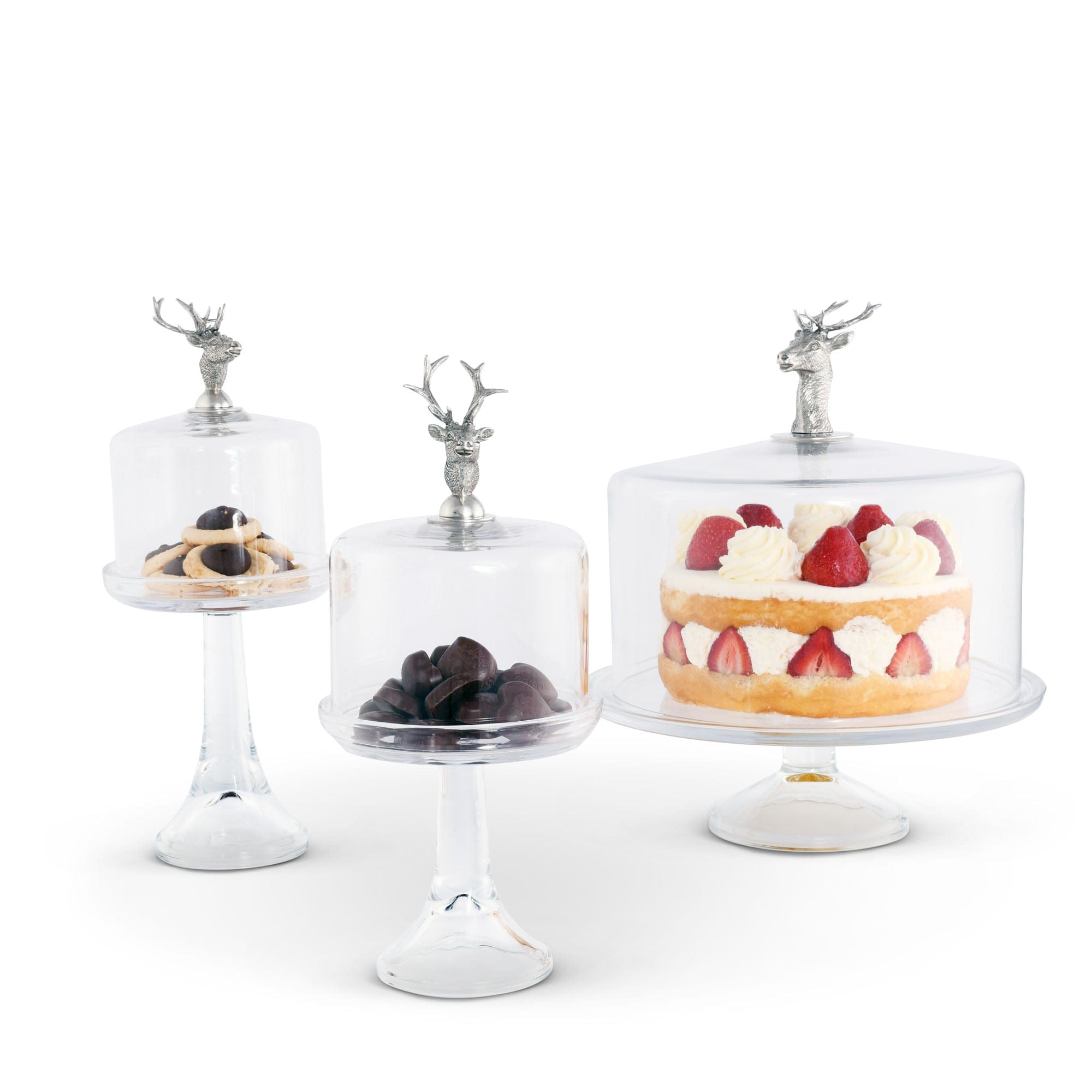 Elk Head Knob Glass Covered Cake / Dessert Stand