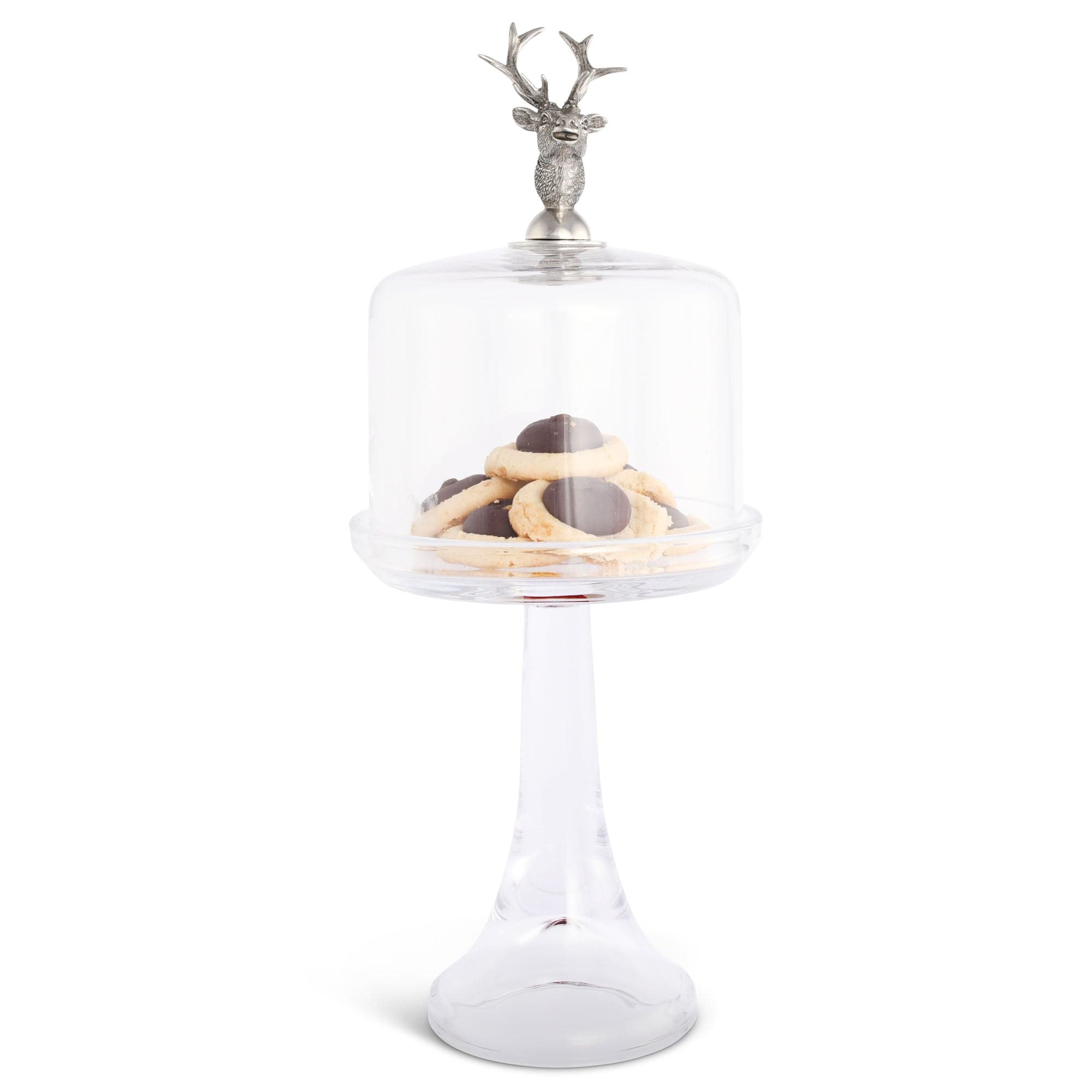 Elk Head Knob Glass Covered Cake / Dessert Stand