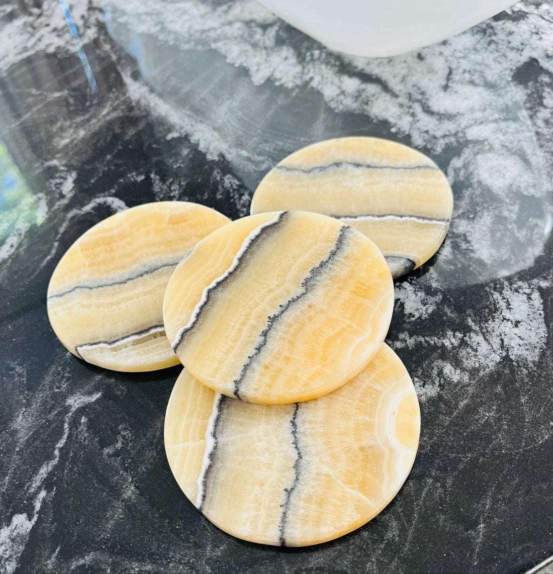 Banded Calcite Coasters - Set of 4