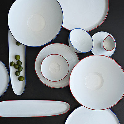 Abbesses Small Plate Blue Rim - Set of 4