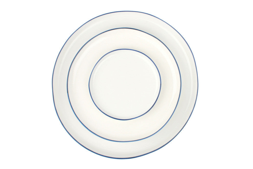 Abbesses Medium Plate Blue Rim - Set of 4