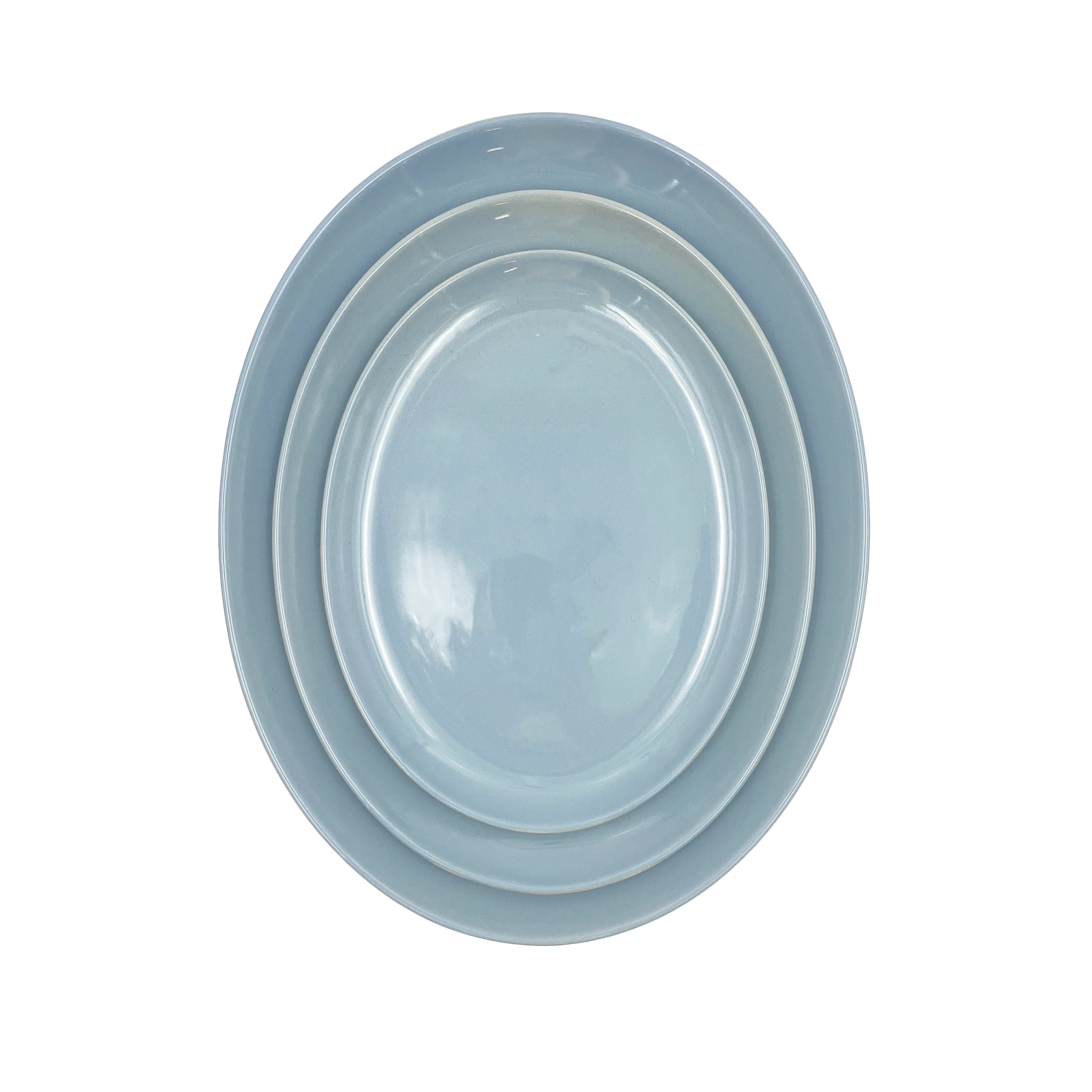Shell Bisque Extra Large Oval Plate- Blue - Set of 2