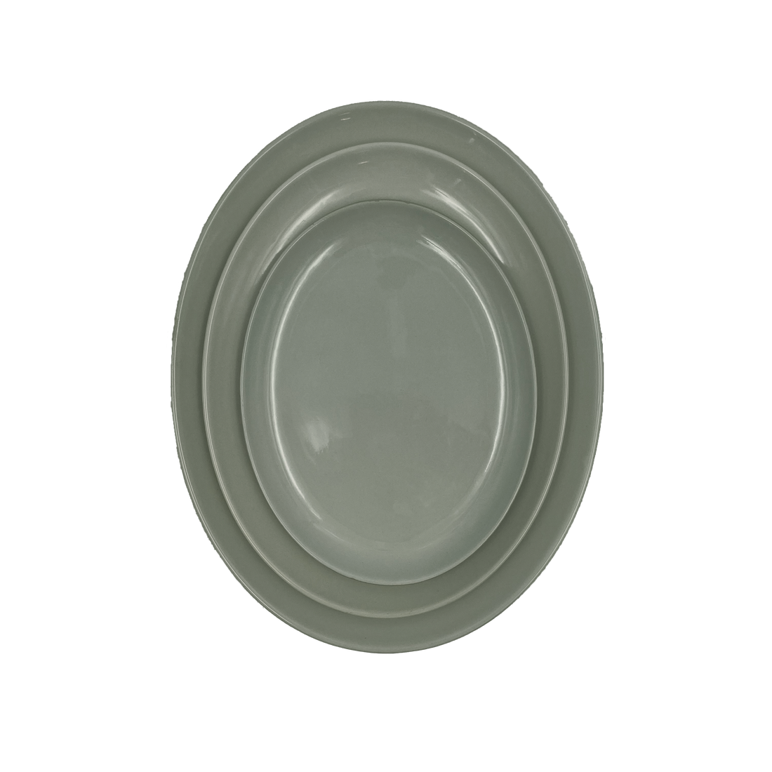 Shell Bisque Large Oval Plate- Grey- Set of 4