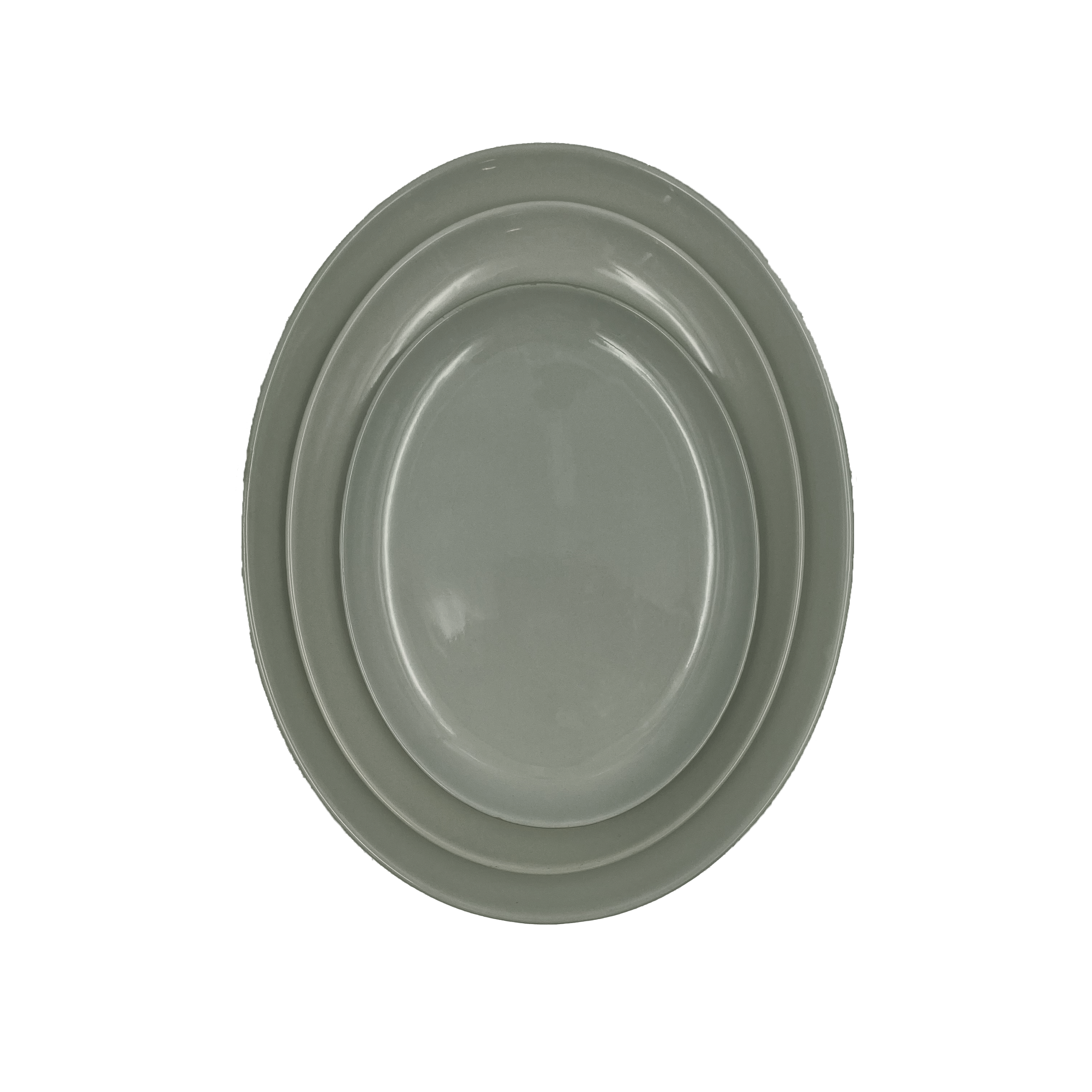 Shell Bisque Large Oval Plate- Grey- Set of 4