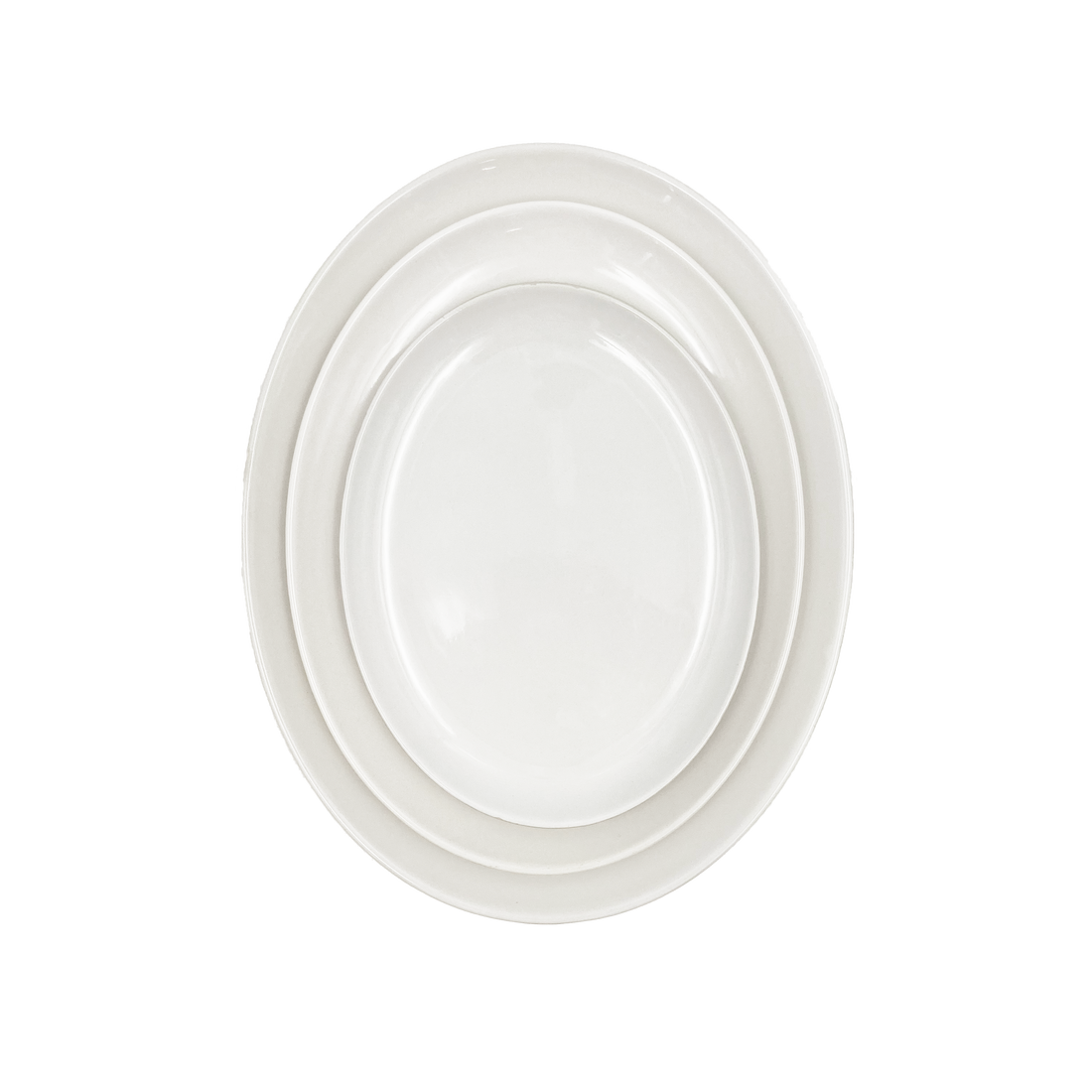 Shell Bisque Medium Oval Plate- White- Set of 4