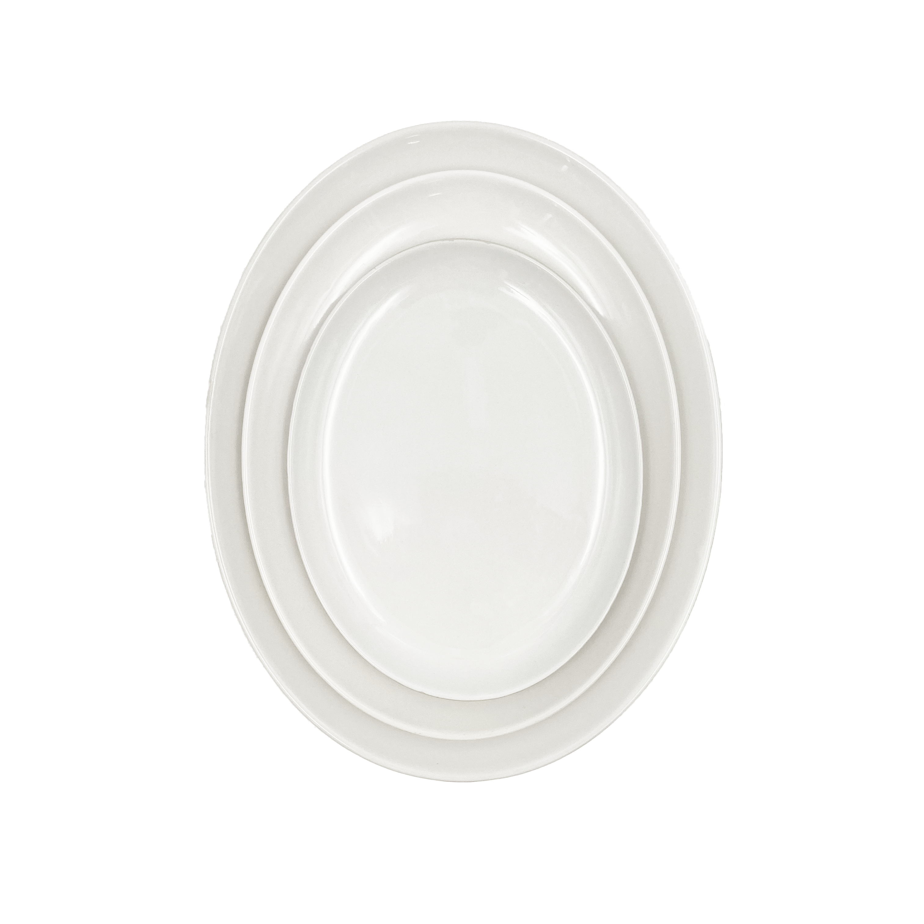 Shell Bisque Medium Oval Plate- White- Set of 4