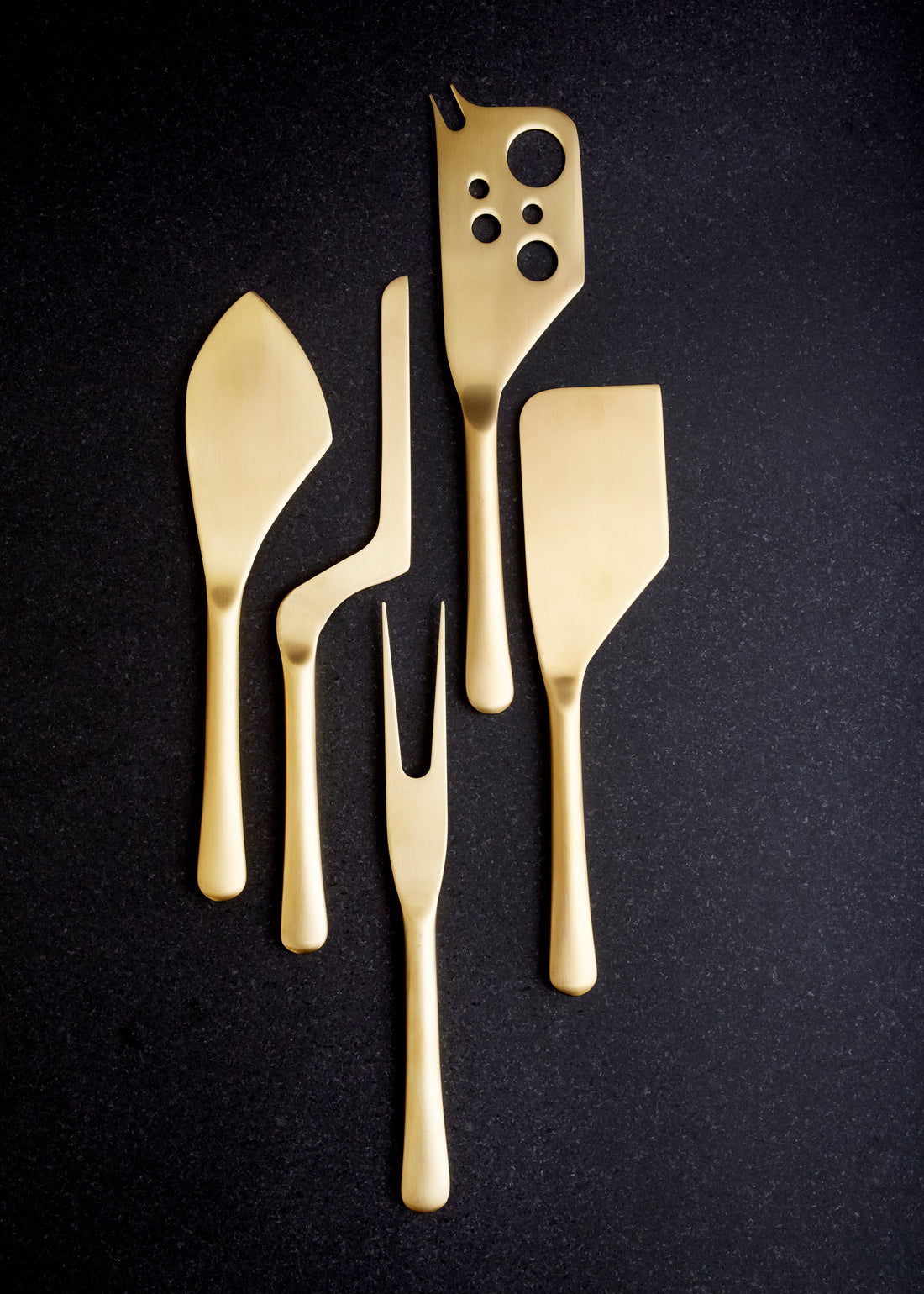 Barcelona 5-Piece Cheese Service Gift Set in Matte Gold