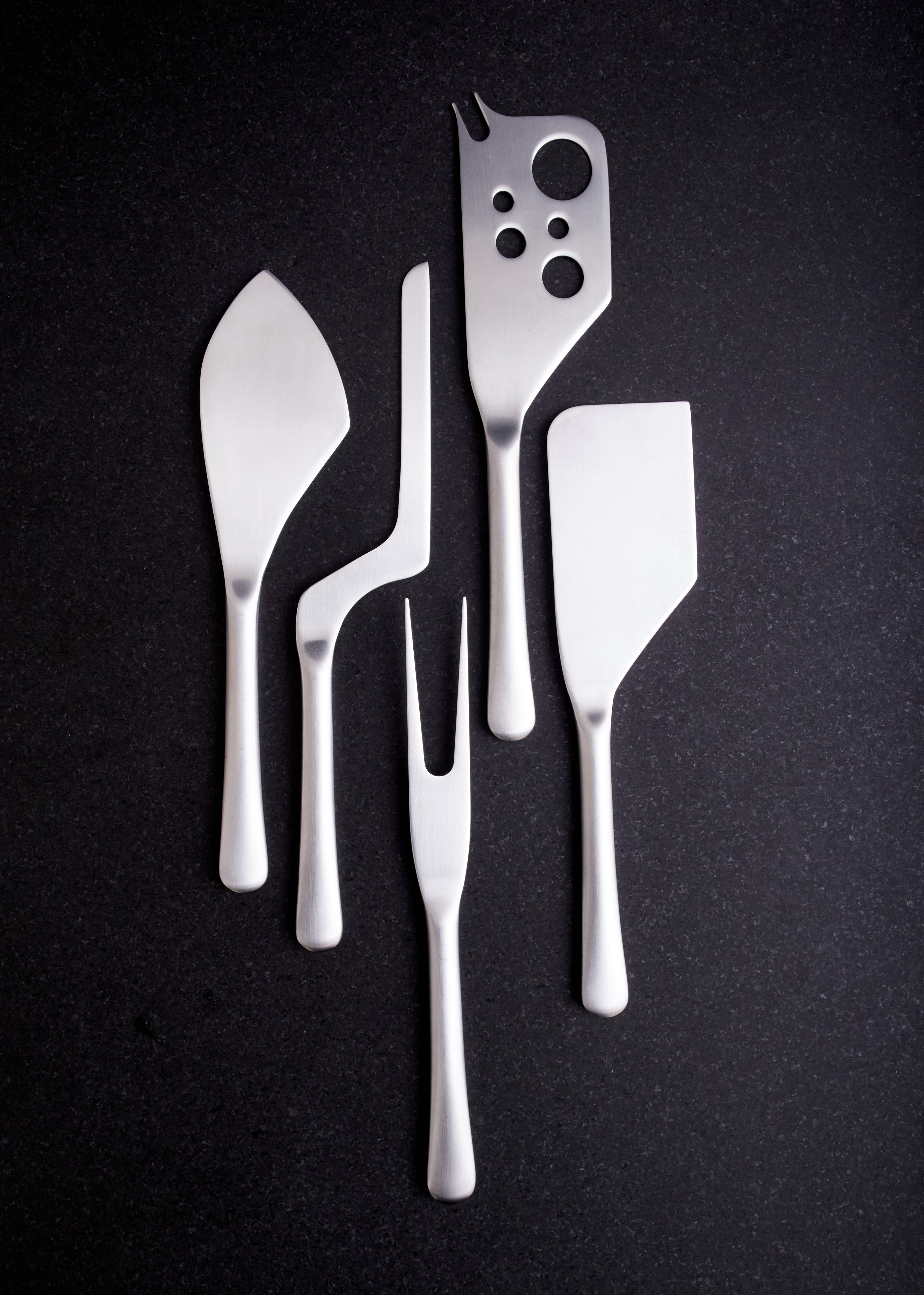 Barcelona 5-Piece Cheese Service Gift Set in Brushed Stainless Steel